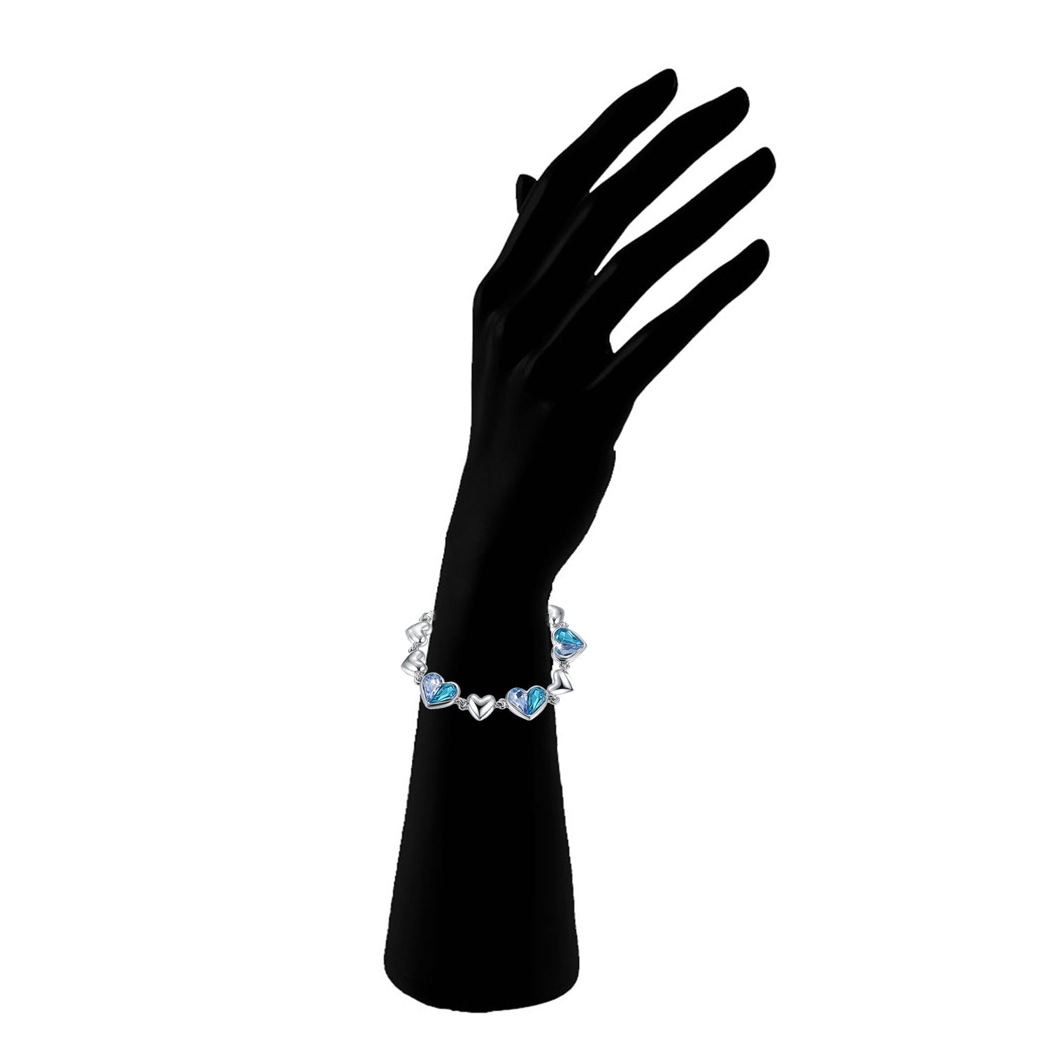 Blue Crystal Dual Heart Love Adjustable Bracelet