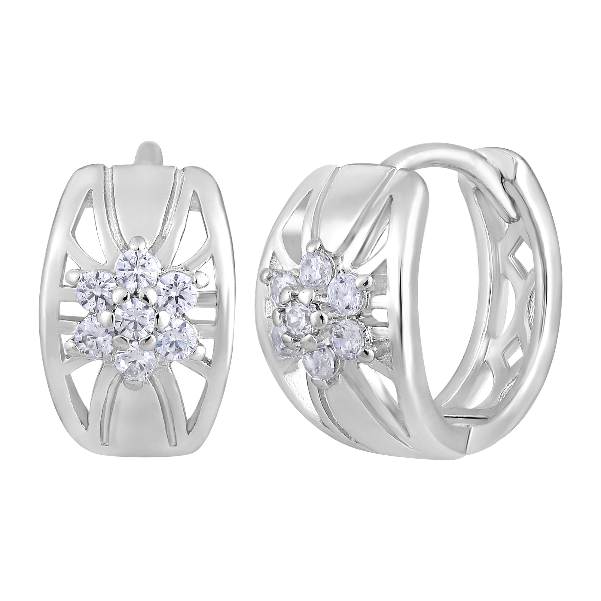 Floral American Diamond Bali Earrings
