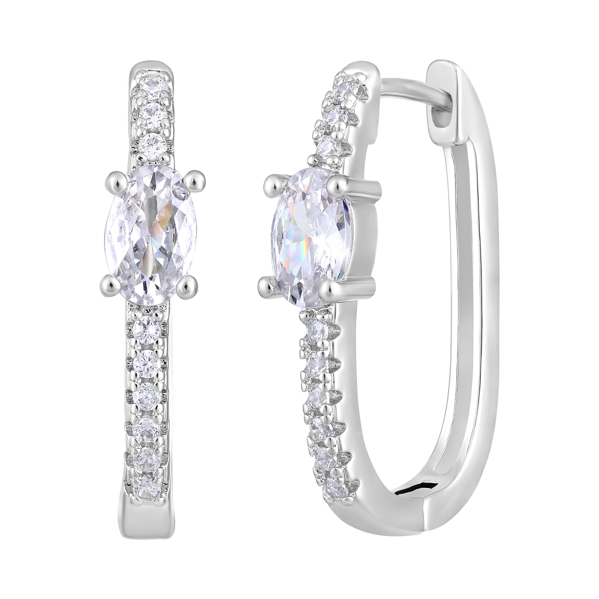 American Diamond Hoop Huggie Earrings