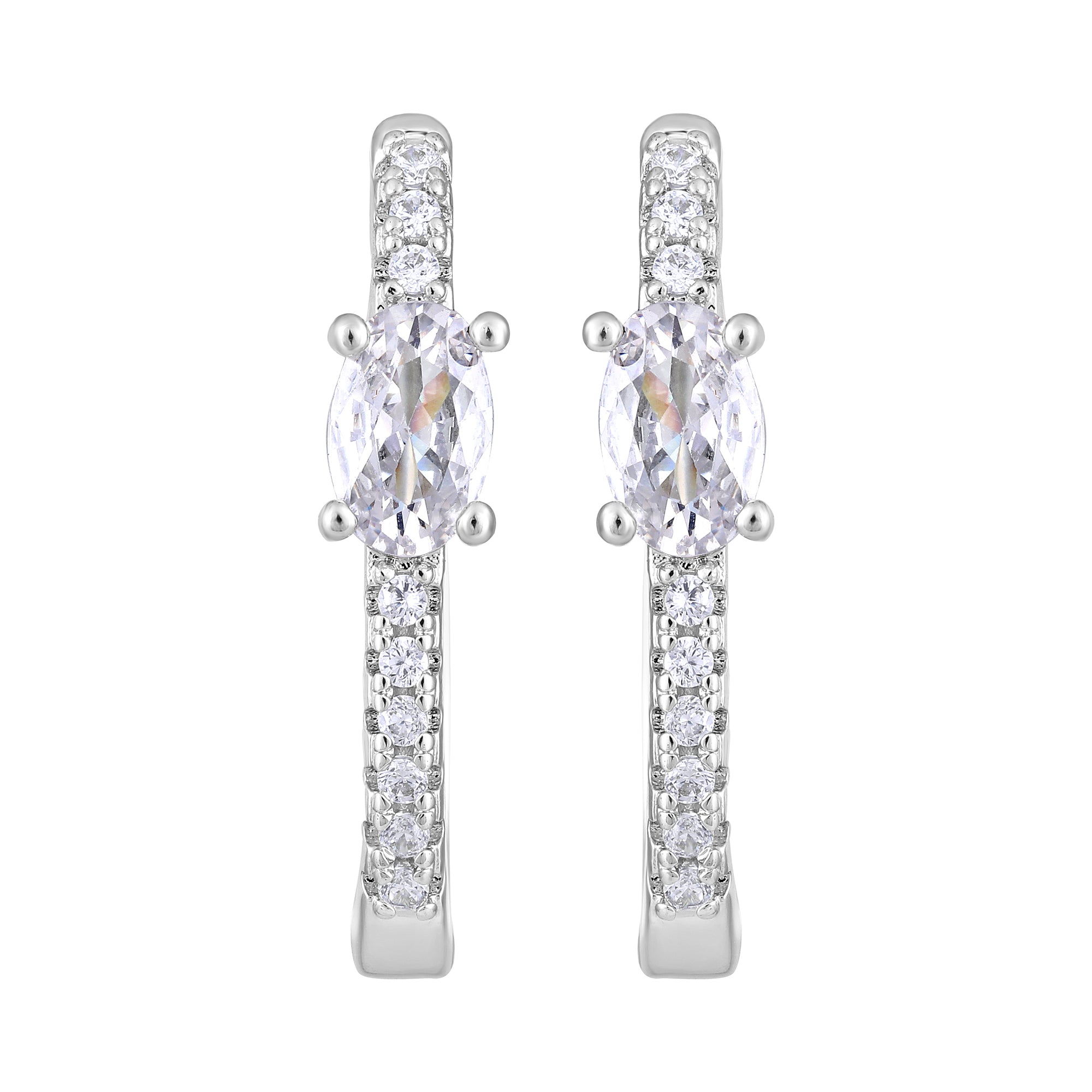 American Diamond Hoop Huggie Earrings