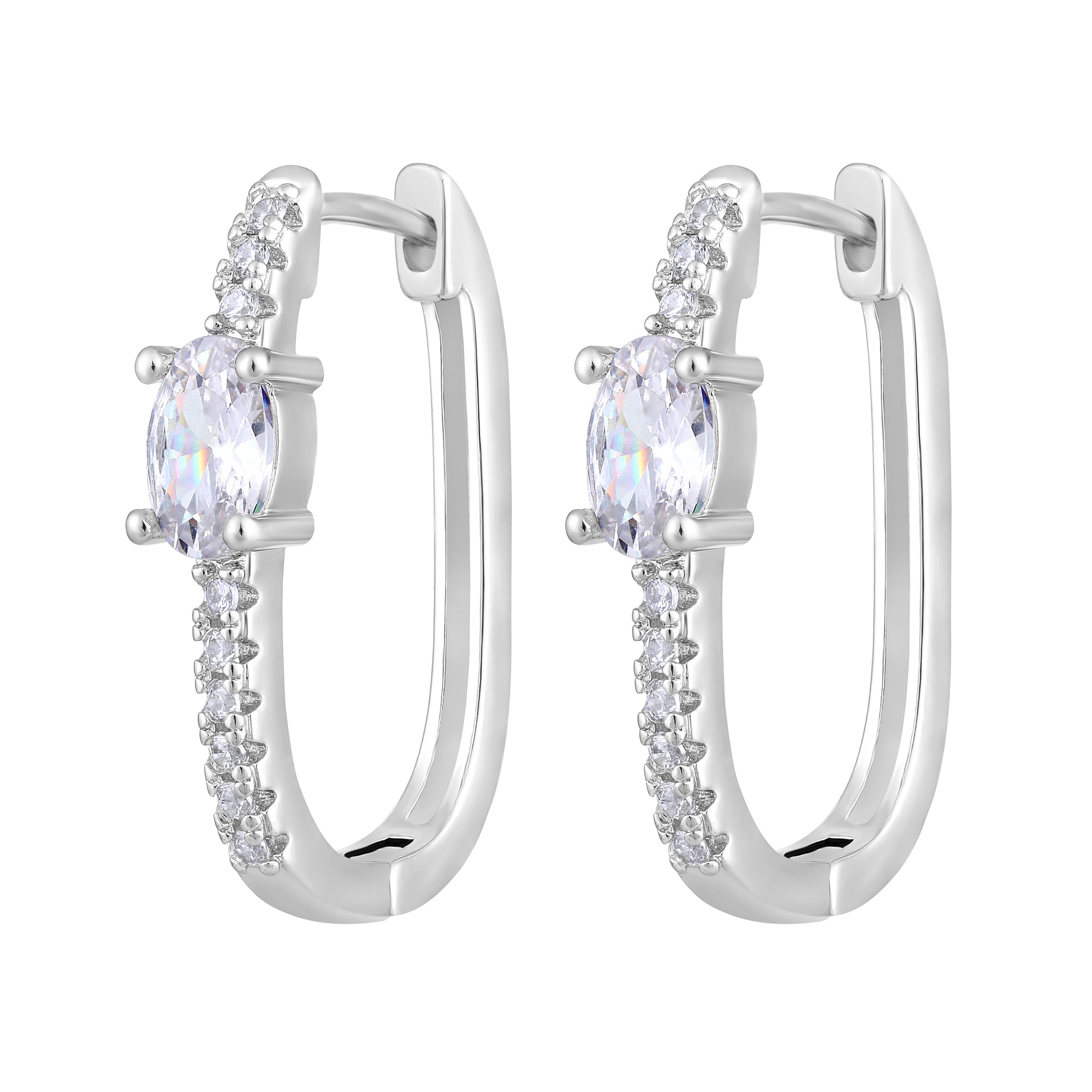 American Diamond Hoop Huggie Earrings
