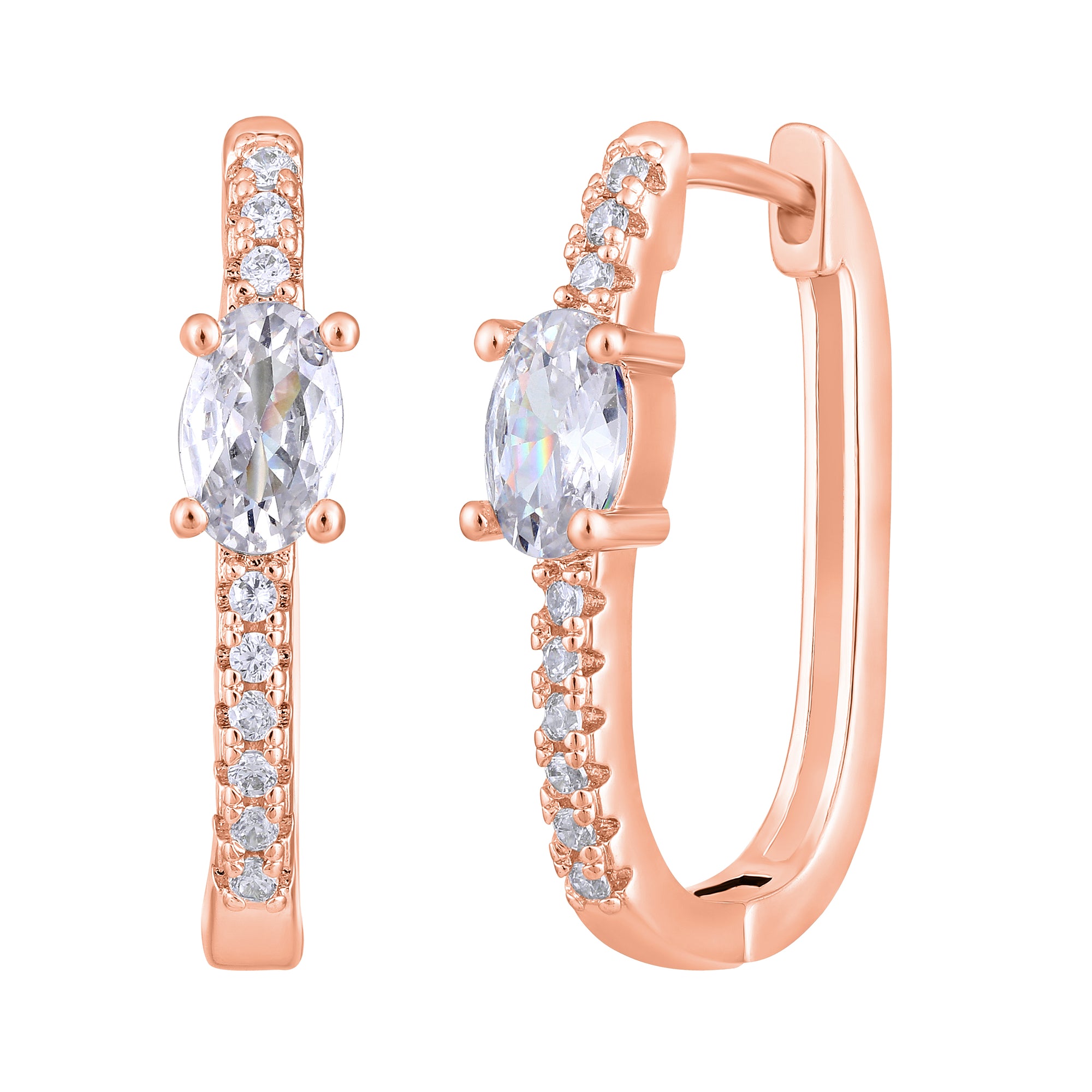 American Diamond Hoop Huggie Earrings
