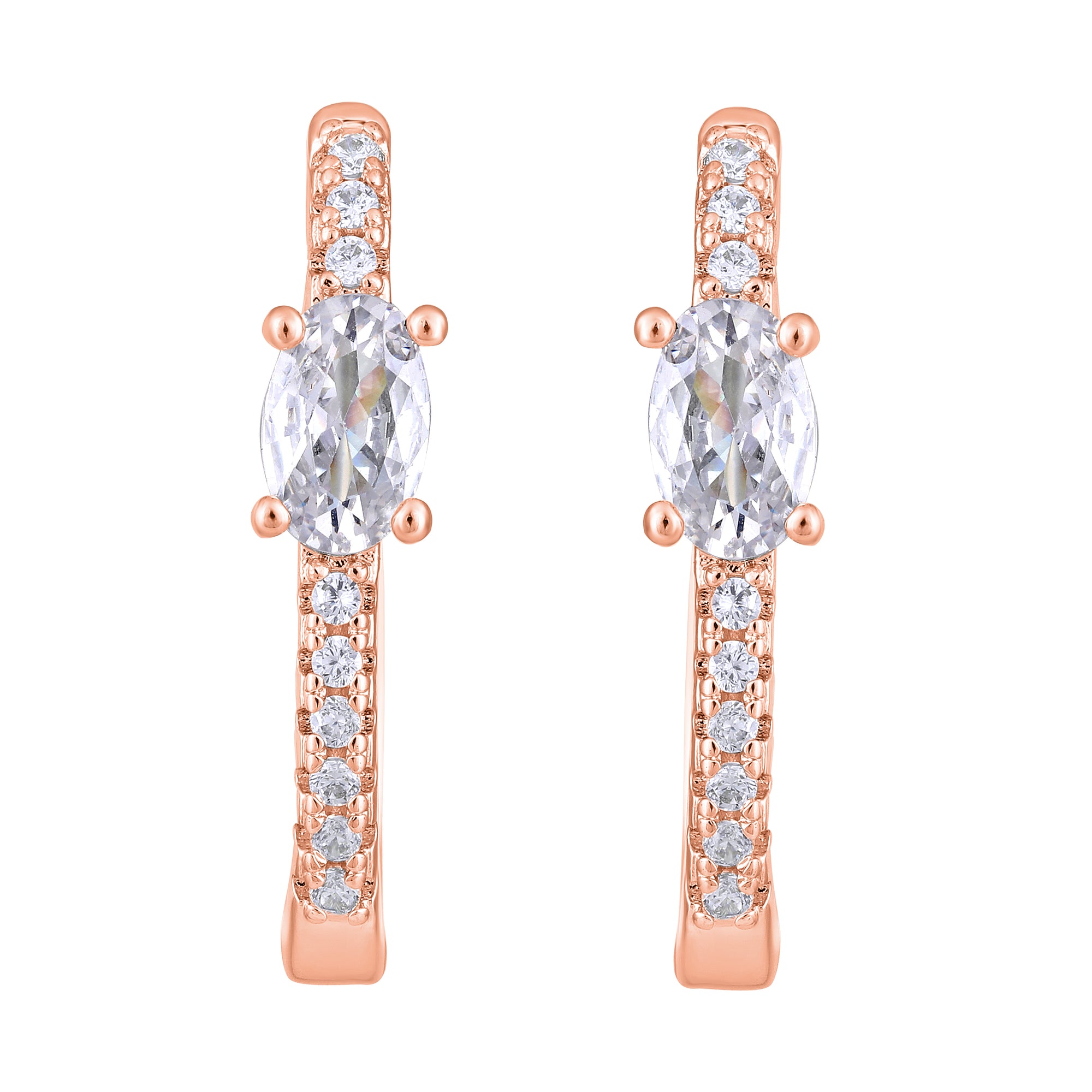 American Diamond Hoop Huggie Earrings