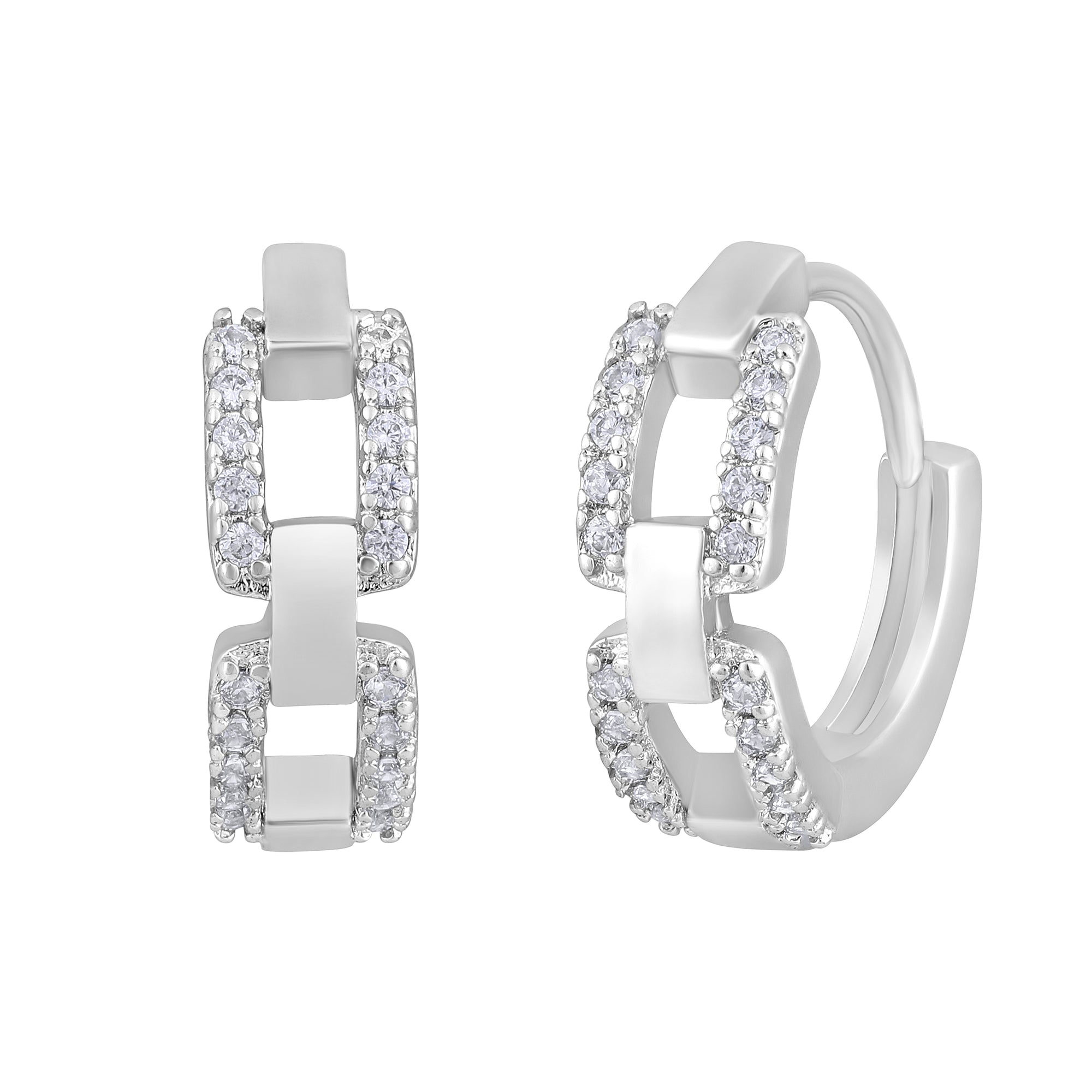 American Diamond Linked  Bali Earrings