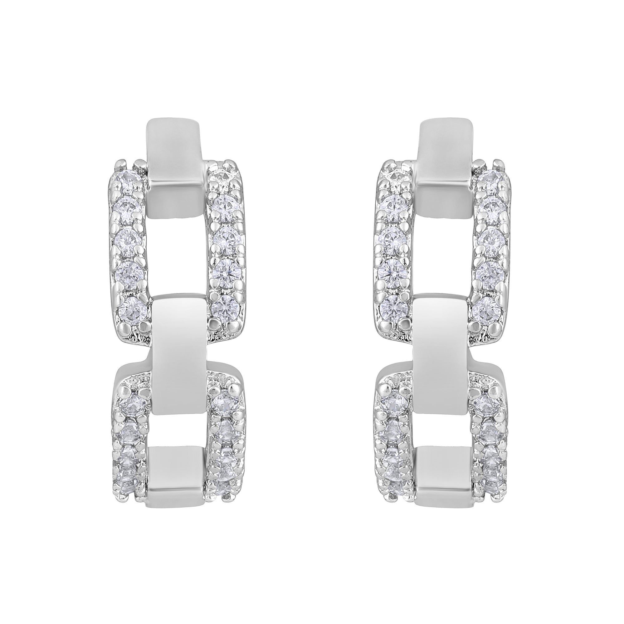 American Diamond Linked  Bali Earrings
