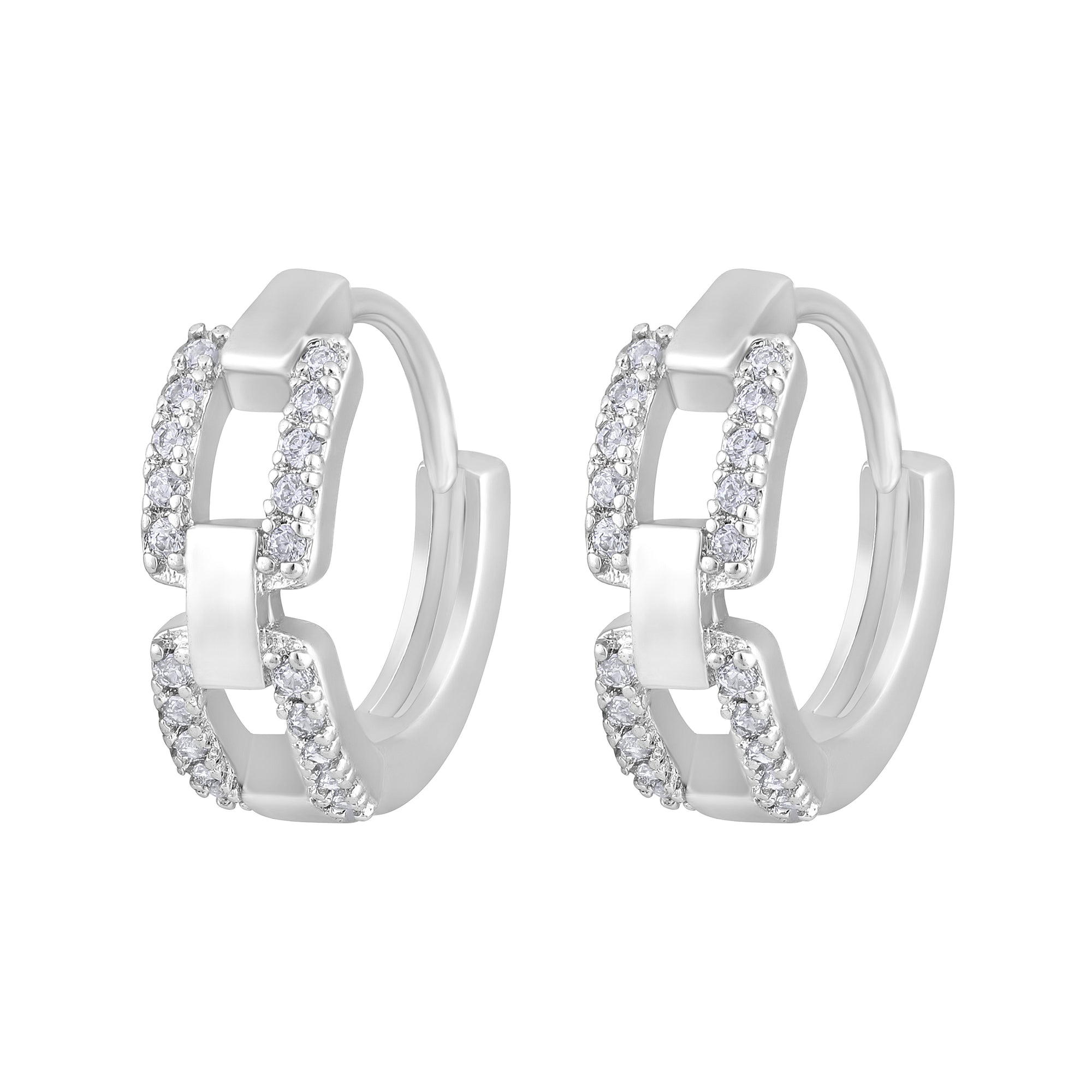 American Diamond Linked  Bali Earrings