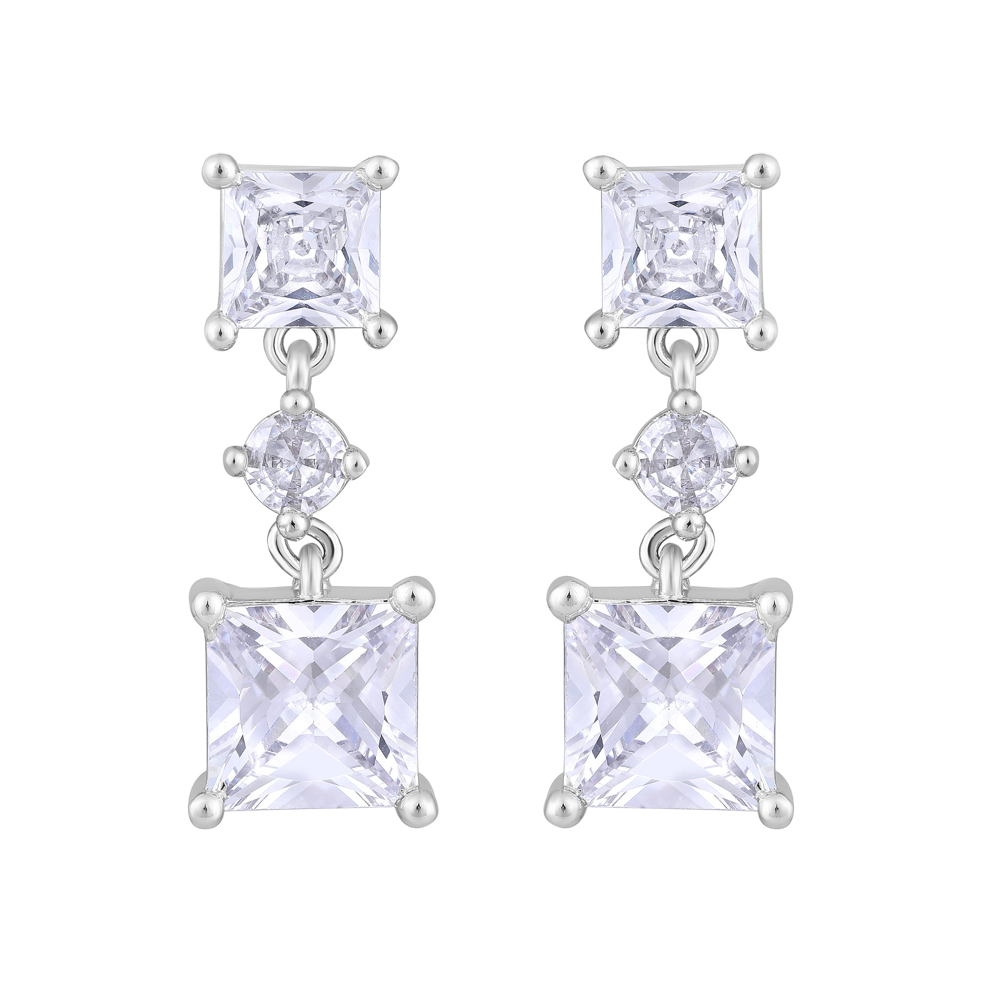 American Diamond Square Shape Drop Earrings