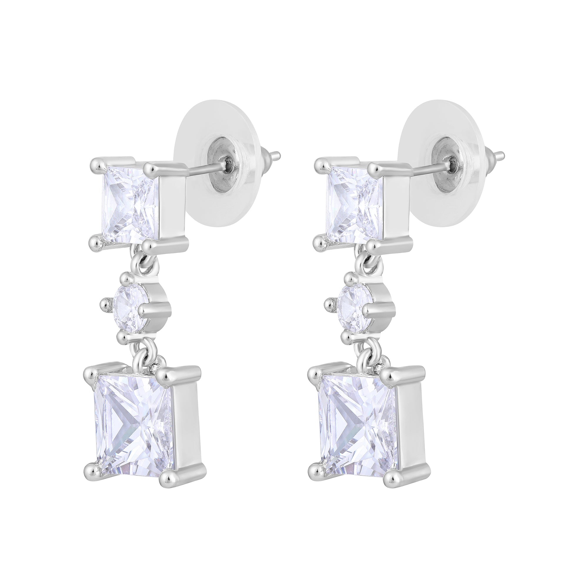 American Diamond Square Shape Drop Earrings