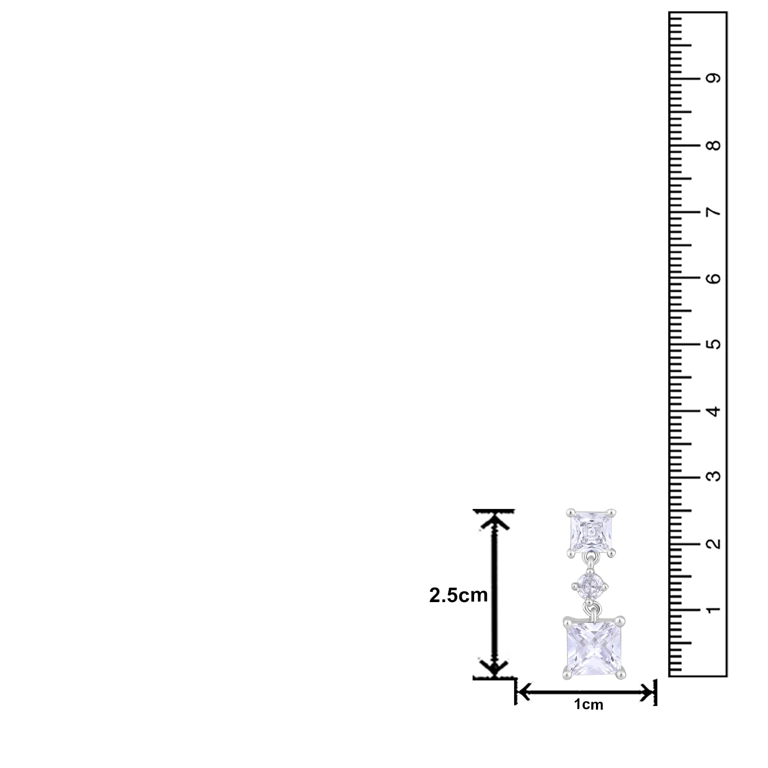 American Diamond Square Shape Drop Earrings