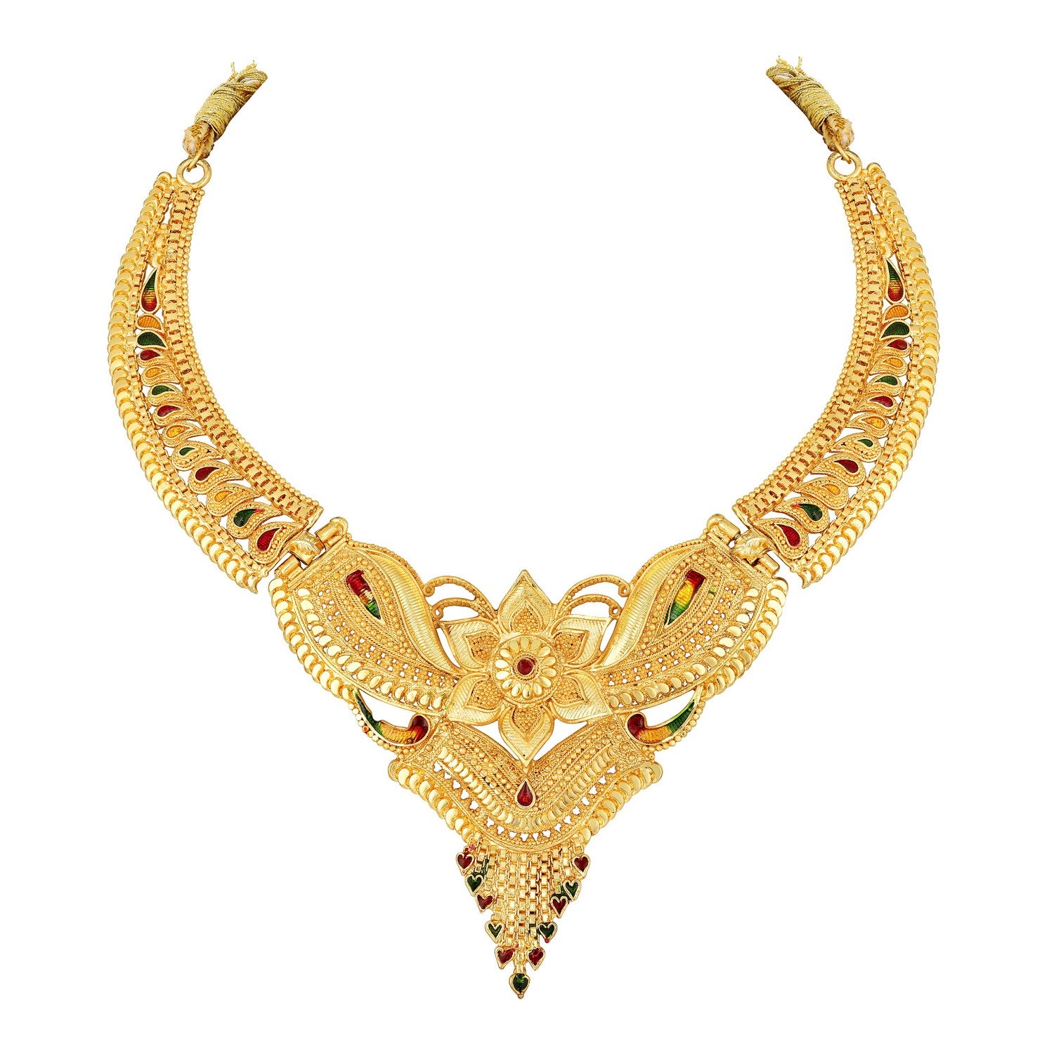 Traditional-floral-shaped-meenakari-work-necklace-set
