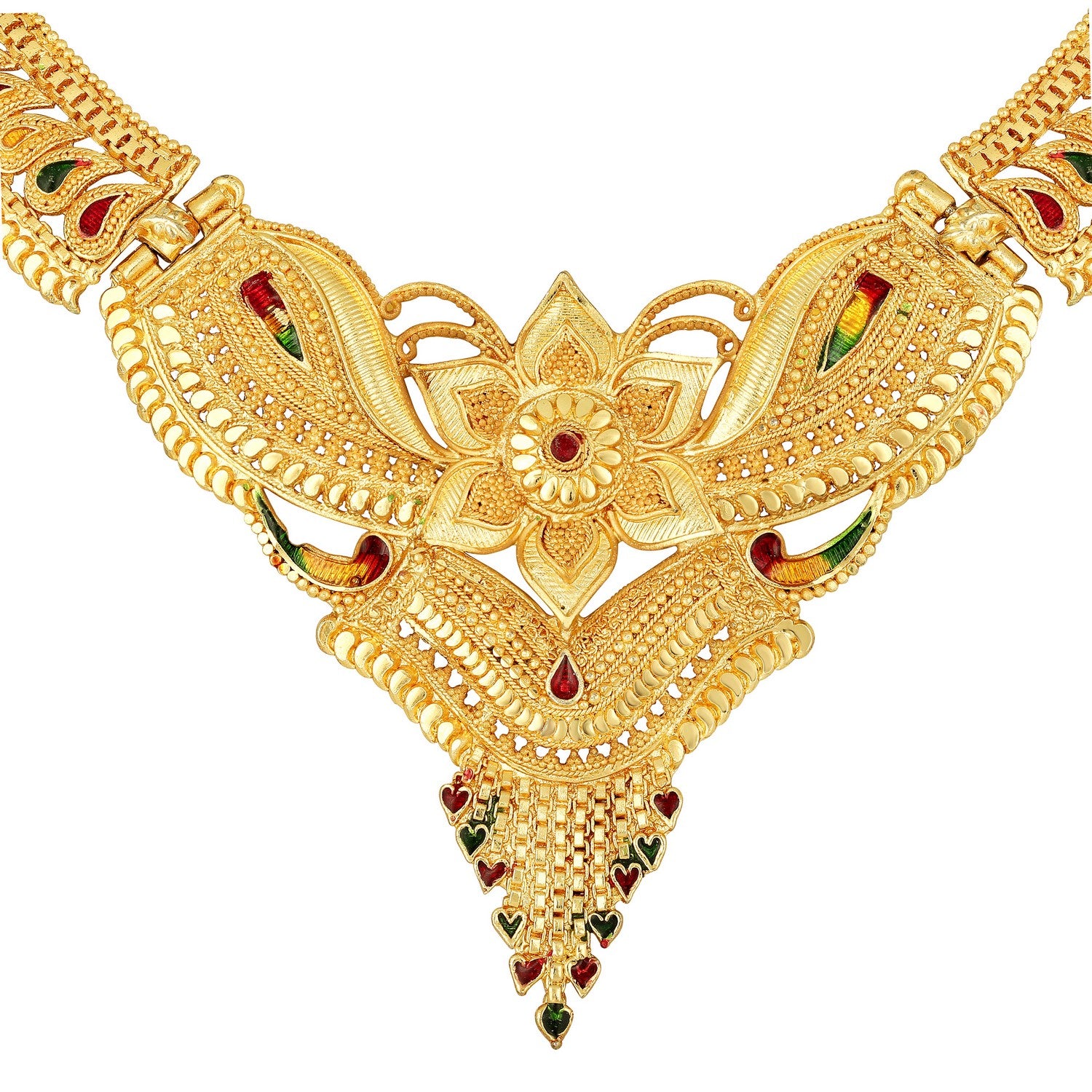 Traditional-floral-shaped-meenakari-work-necklace-set