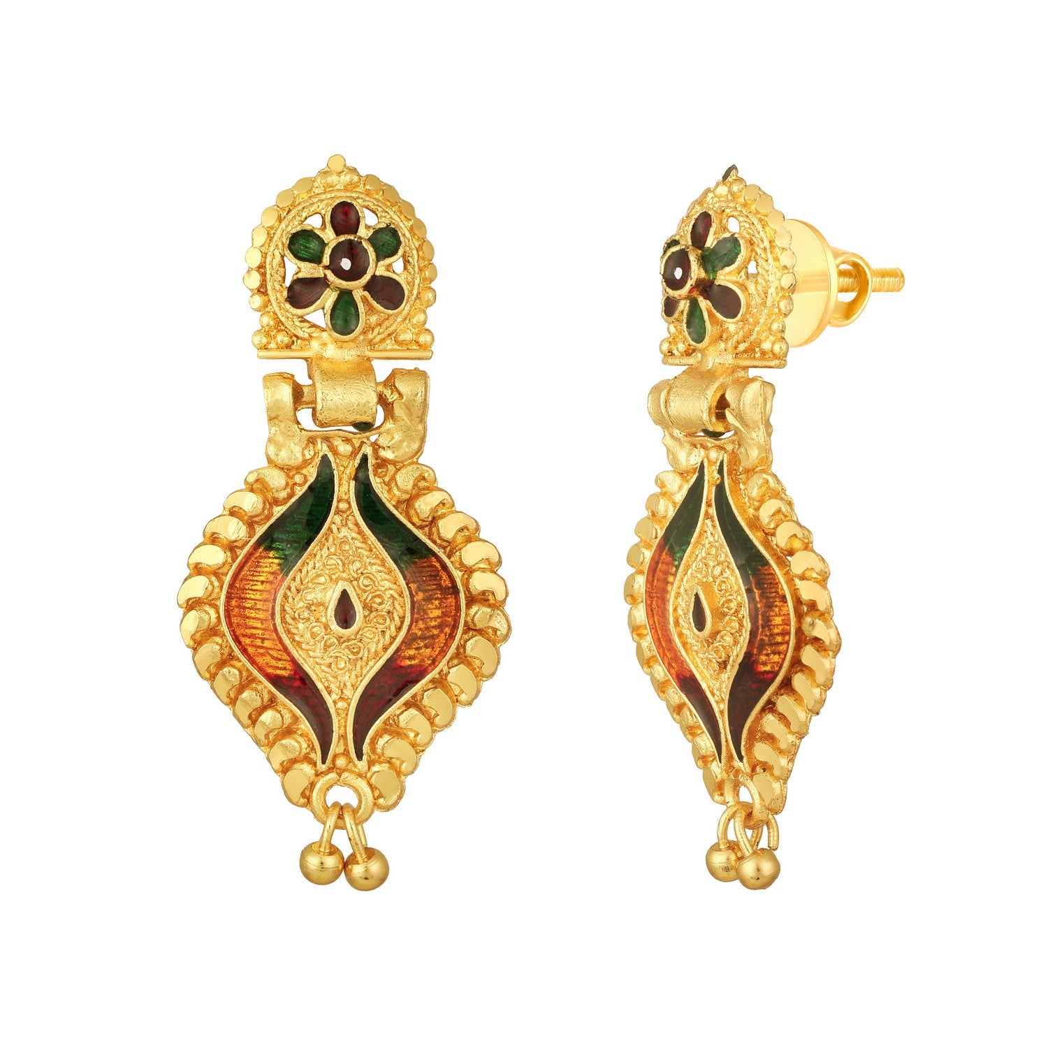 Colourful Peacock Shaped Meenakari Work Traditional Necklace Set