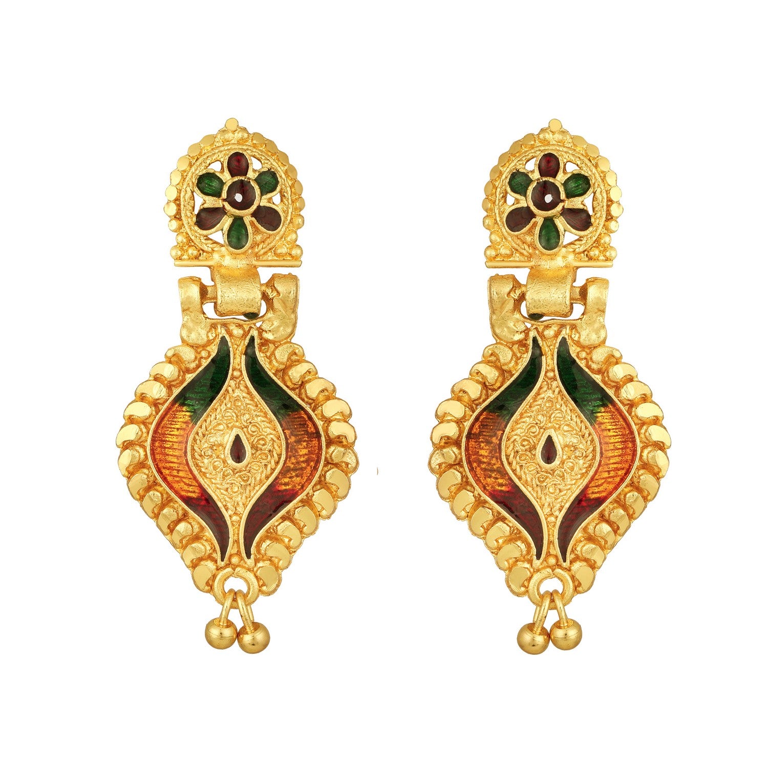 Colourful Peacock Shaped Meenakari Work Traditional Necklace Set