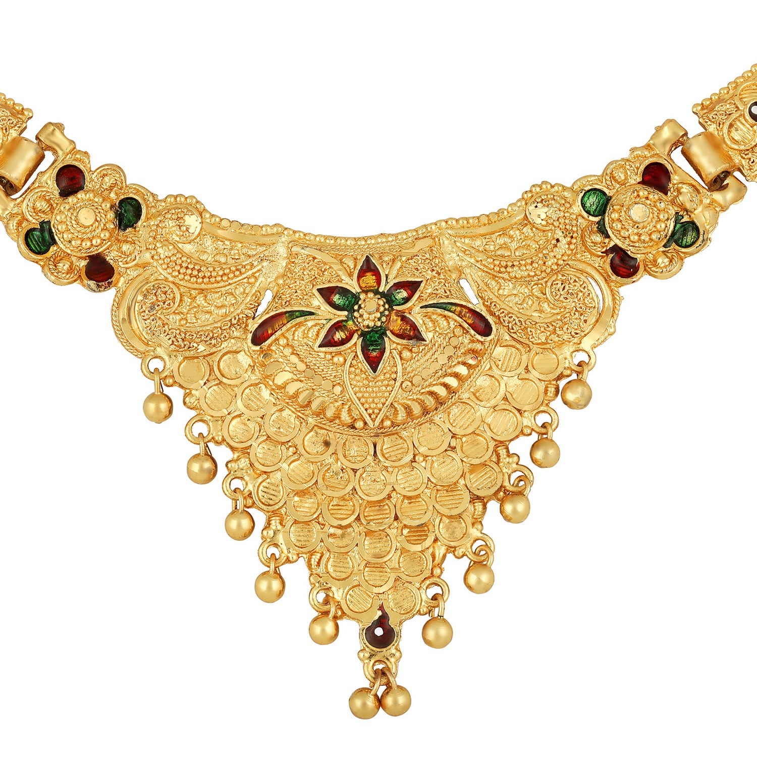 Colourful Peacock Shaped Meenakari Work Traditional Necklace Set