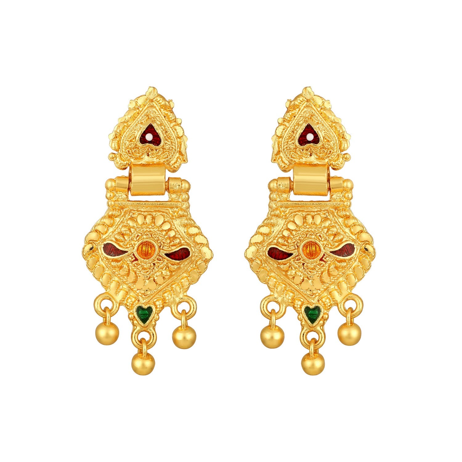 Colourful Peacock Shaped Meenakari Work Traditional Necklace Set