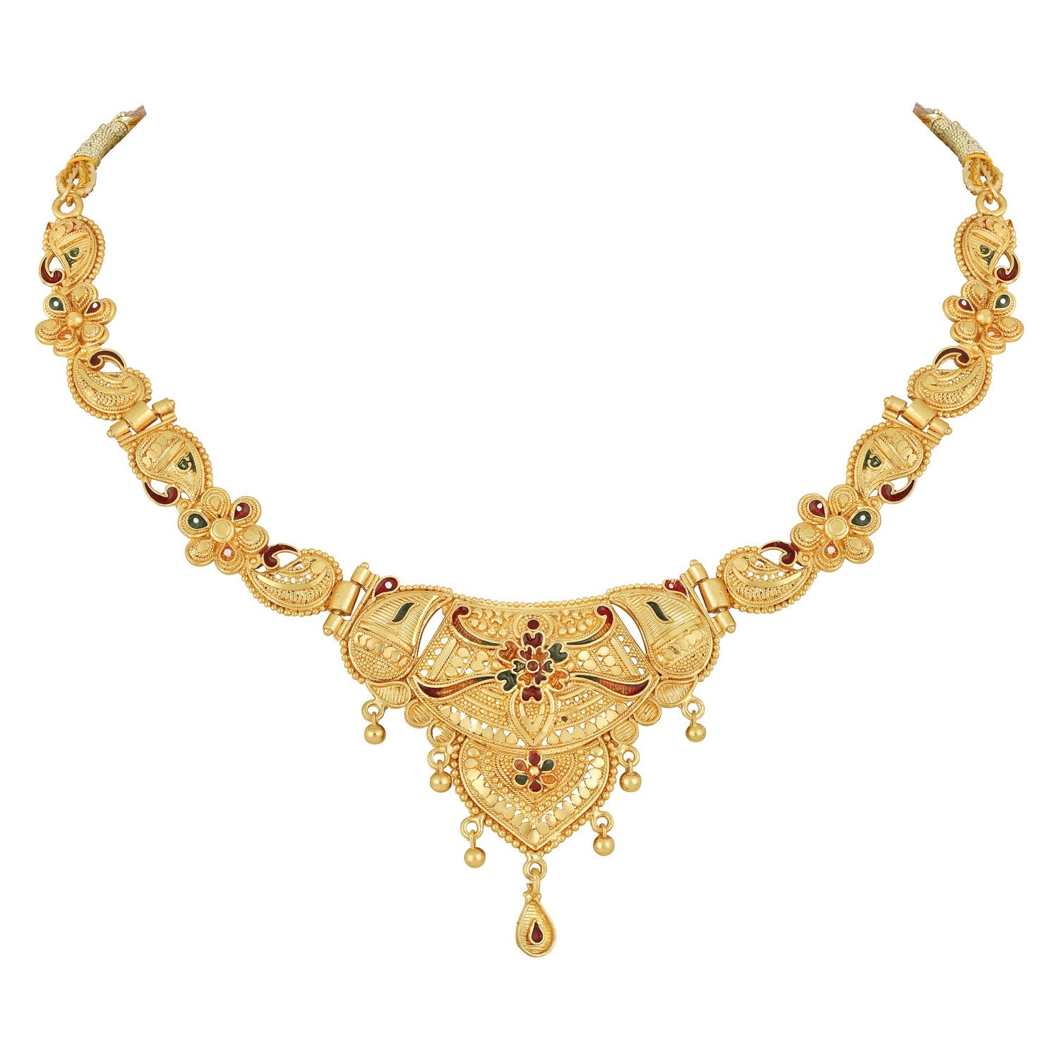 Colourful Peacock Shaped Meenakari Work Traditional Necklace Set