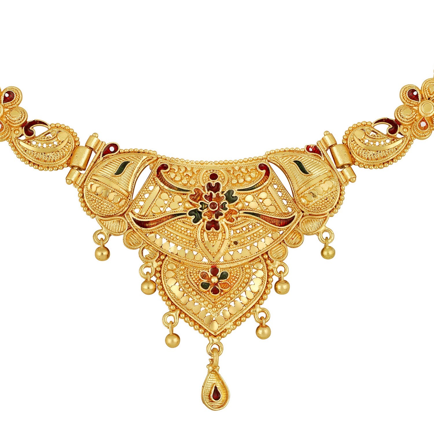 Colourful Peacock Shaped Meenakari Work Traditional Necklace Set