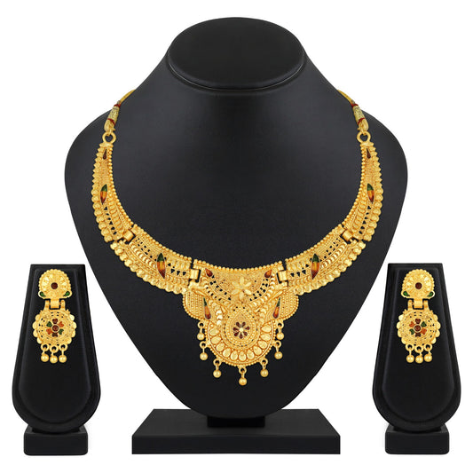 Traditional Floral Shaped Multicolour Meenakari Work Necklace Set