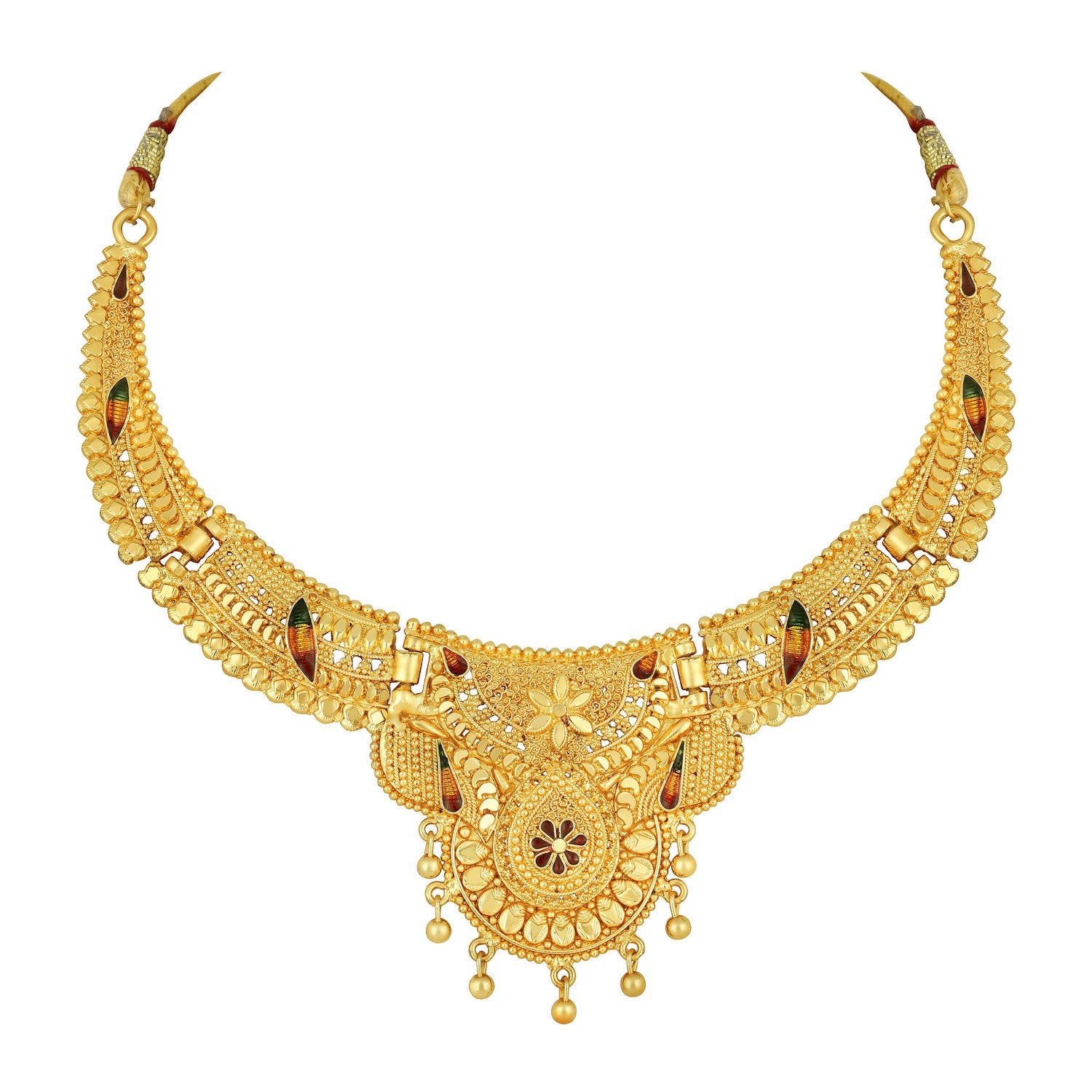 Traditional Floral Shaped Multicolour Meenakari Work Necklace Set