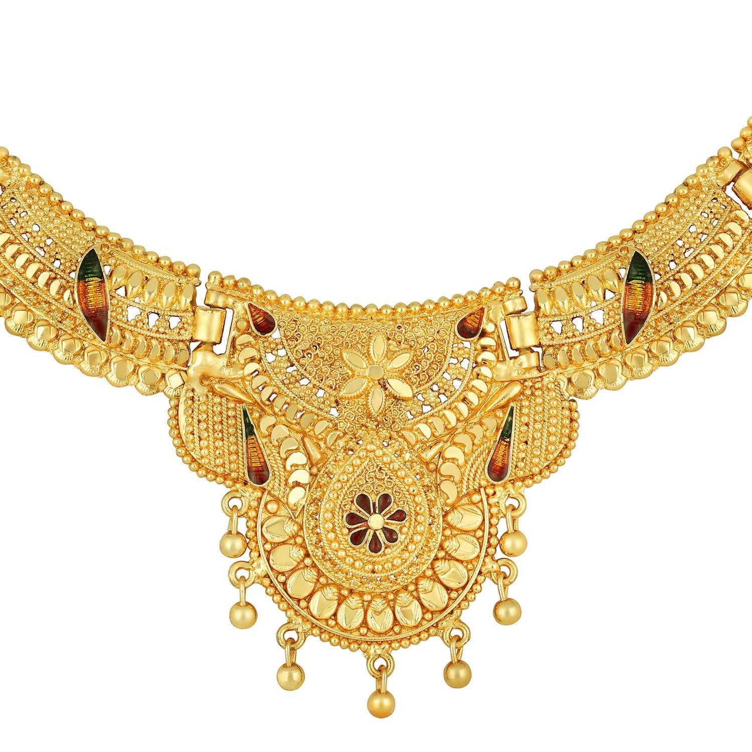 Traditional Floral Shaped Multicolour Meenakari Work Necklace Set