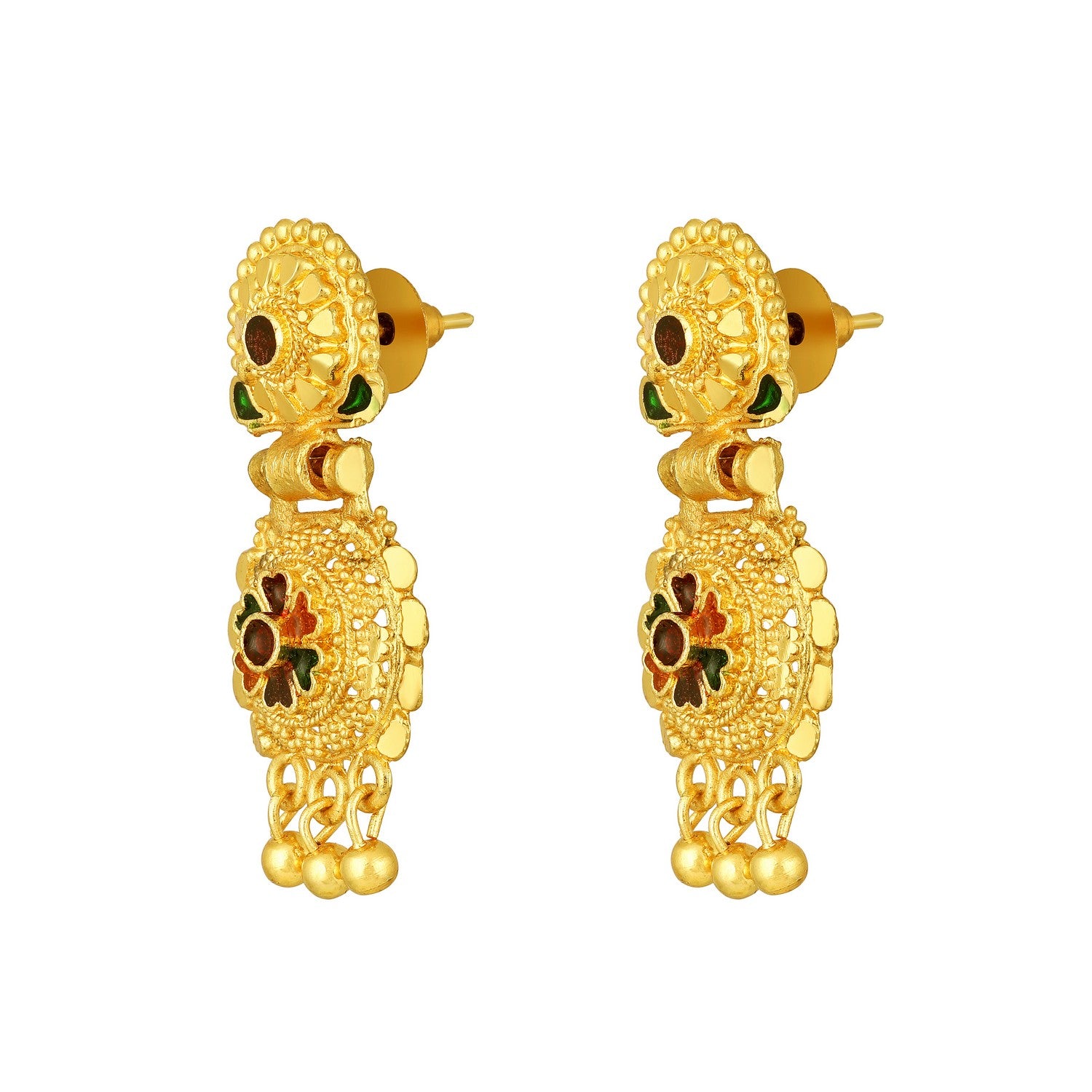 Traditional Floral Shaped Multicolour Meenakari Work Necklace Set