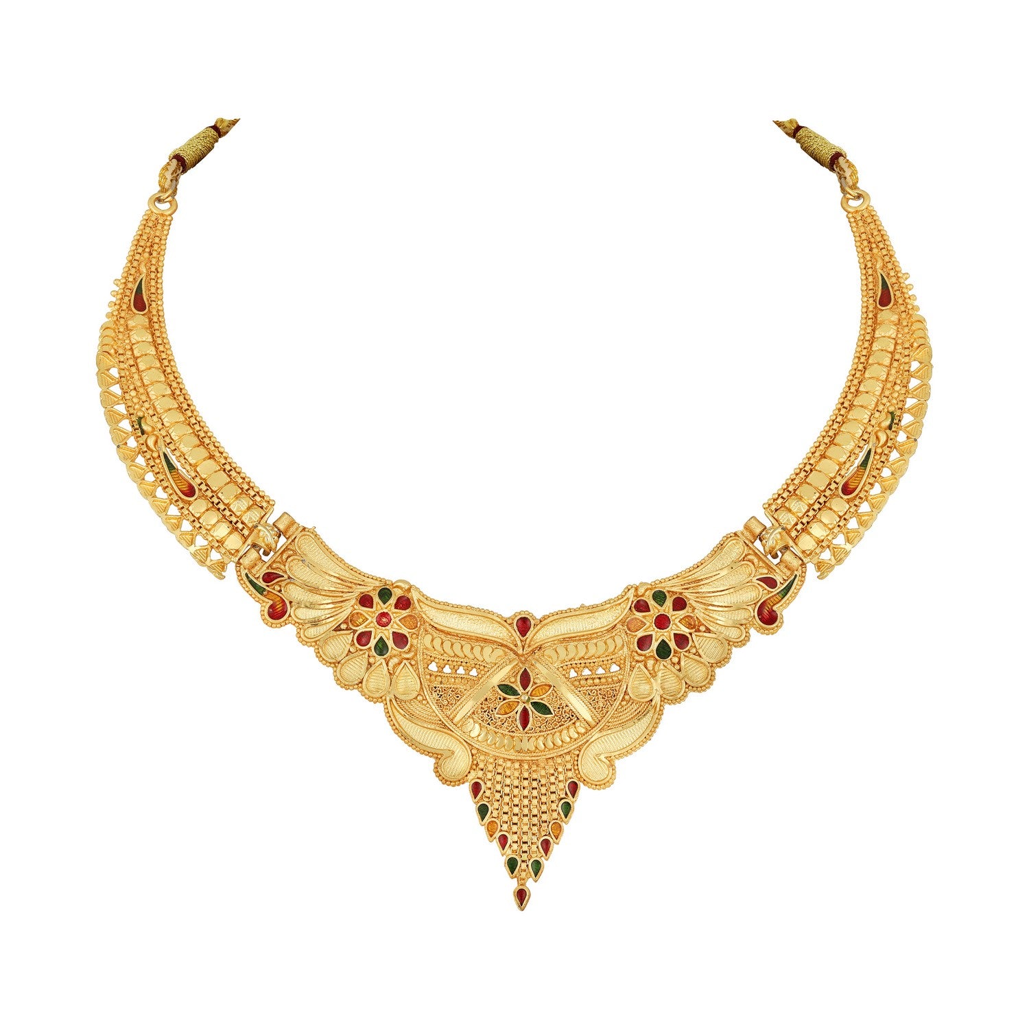 Traditional Floral Multicolour Meenakari Work Necklace Set