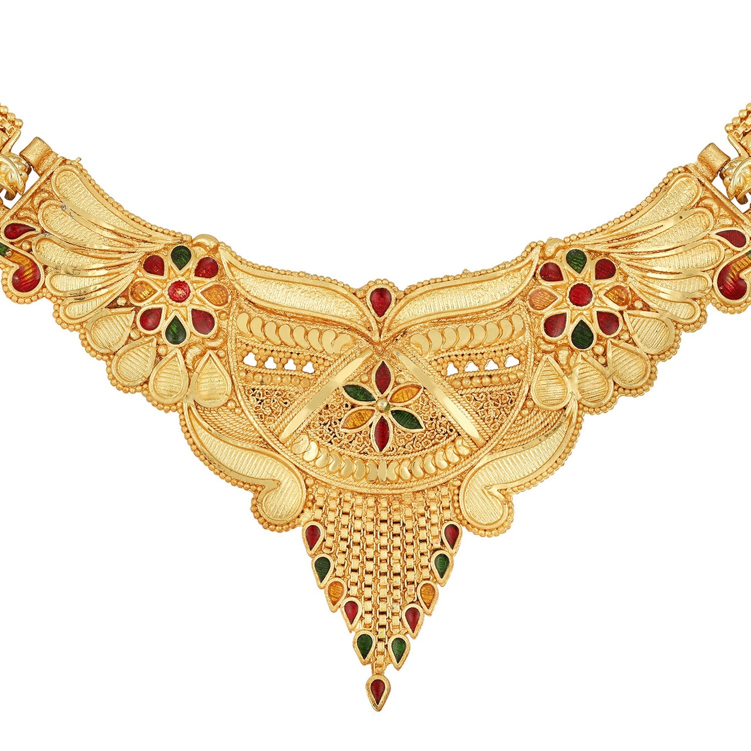 Traditional Floral Multicolour Meenakari Work Necklace Set