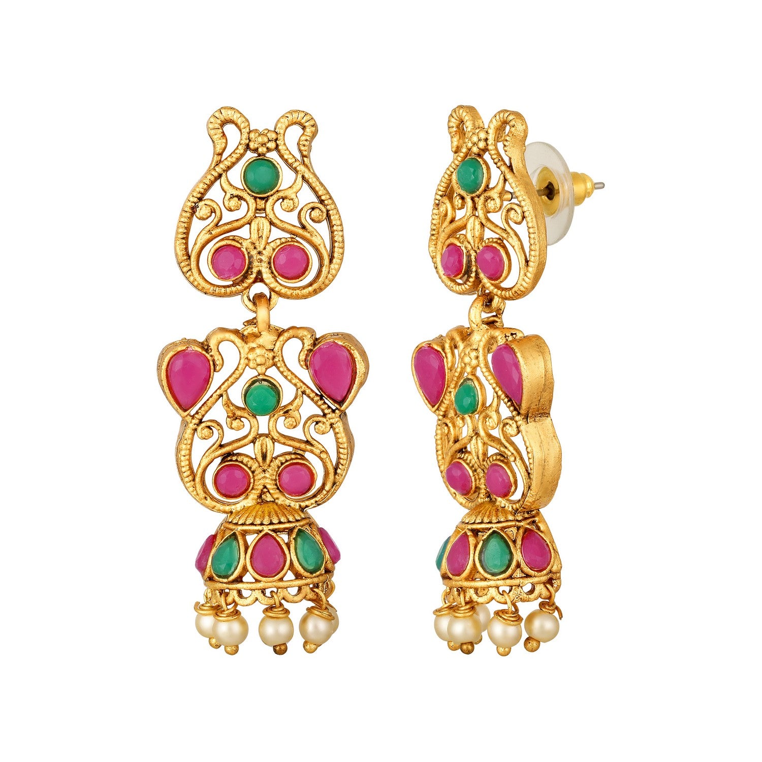 Traditional Green & Pink Necklace Set