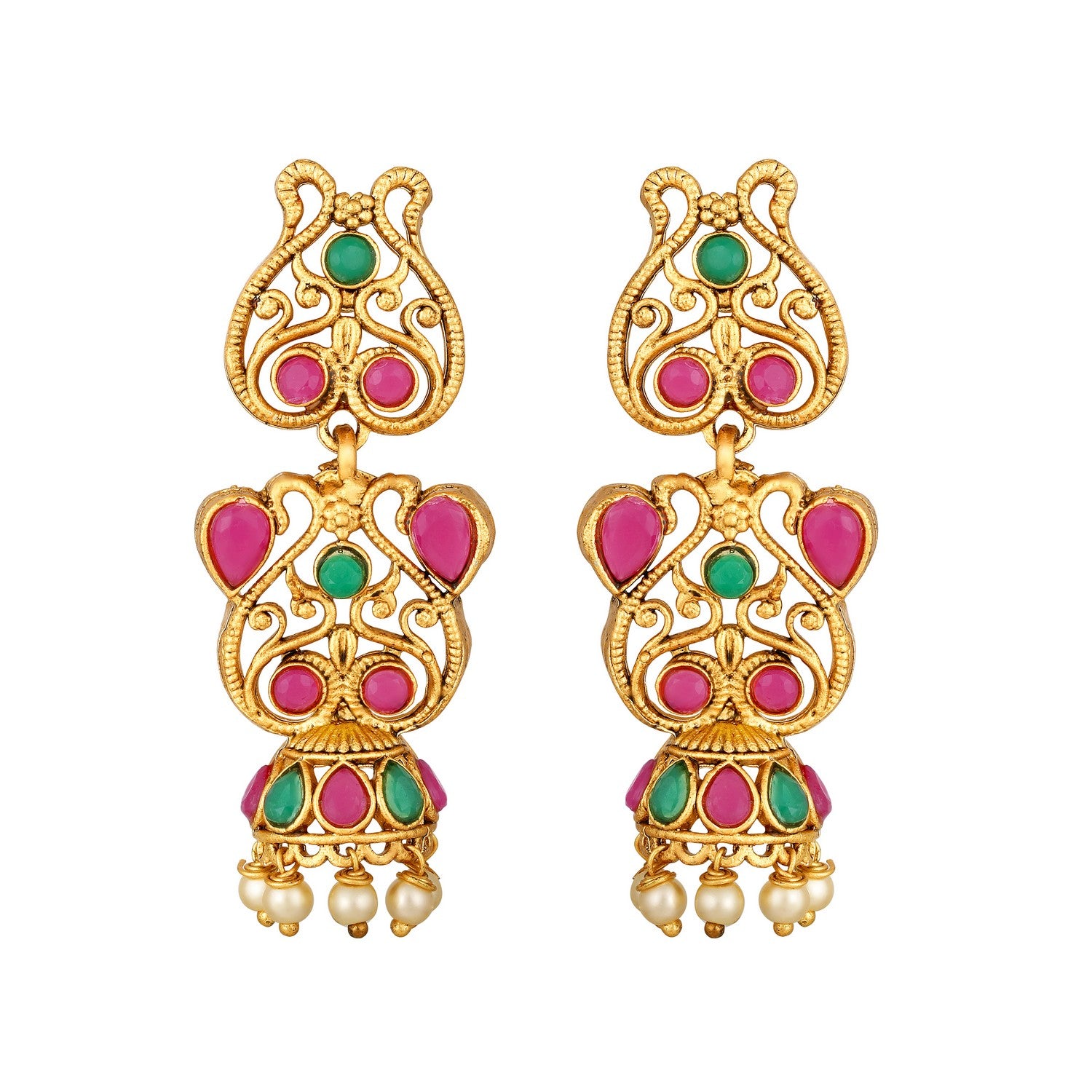 Traditional Green & Pink Necklace Set