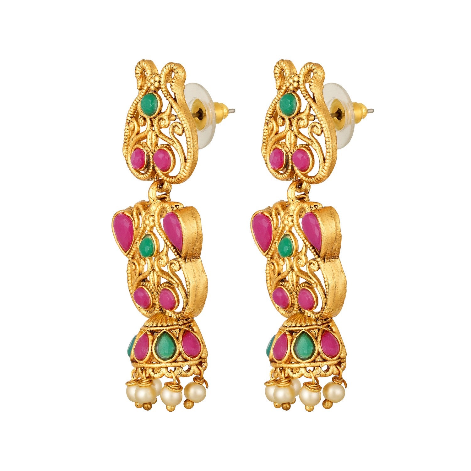 Traditional Green & Pink Necklace Set