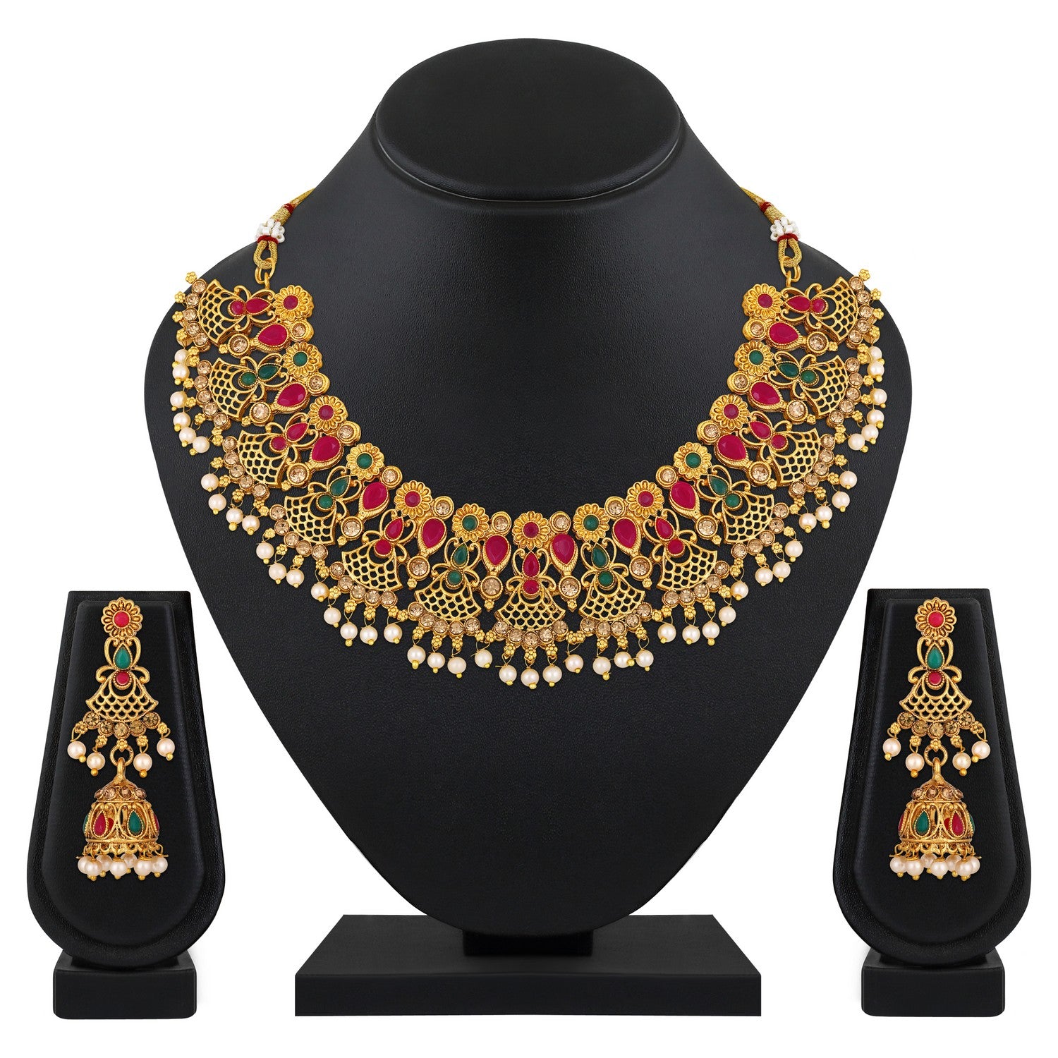 Traditional Multicolour White Kundan Choker Necklace Set