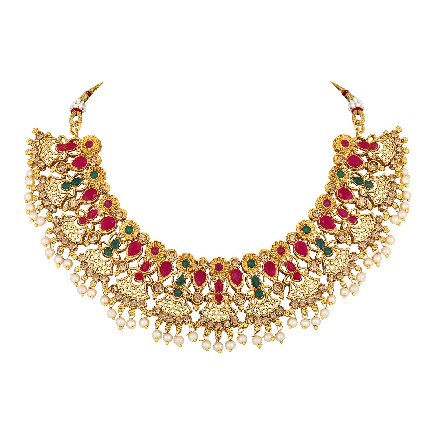 Traditional Multicolour White Kundan Choker Necklace Set