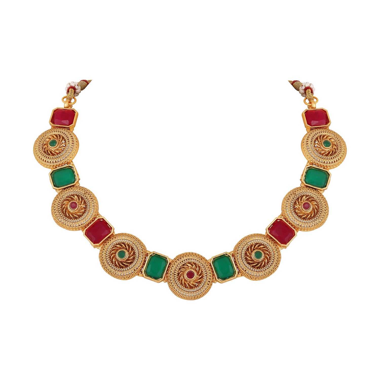 Traditional Multicolour Circular Shaped Chokar Necklace Set