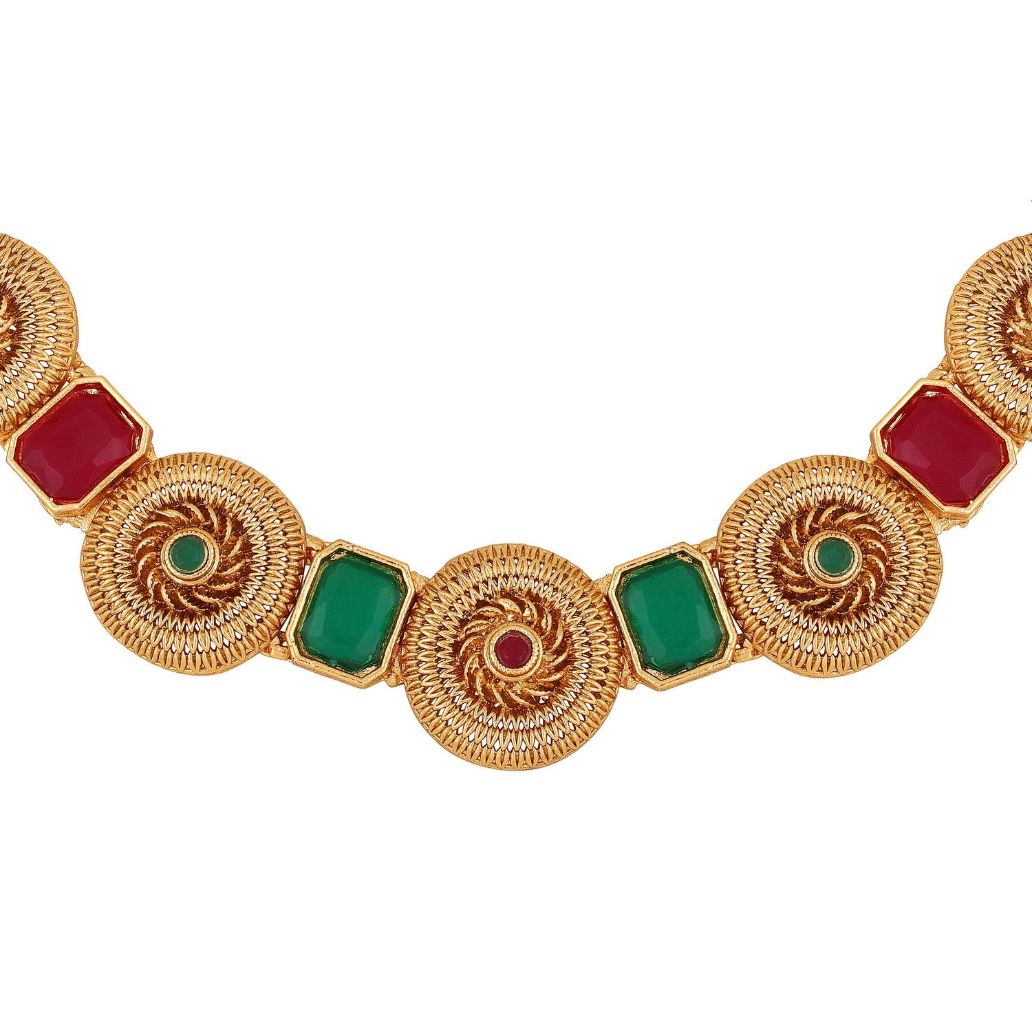 Traditional Multicolour Circular Shaped Chokar Necklace Set