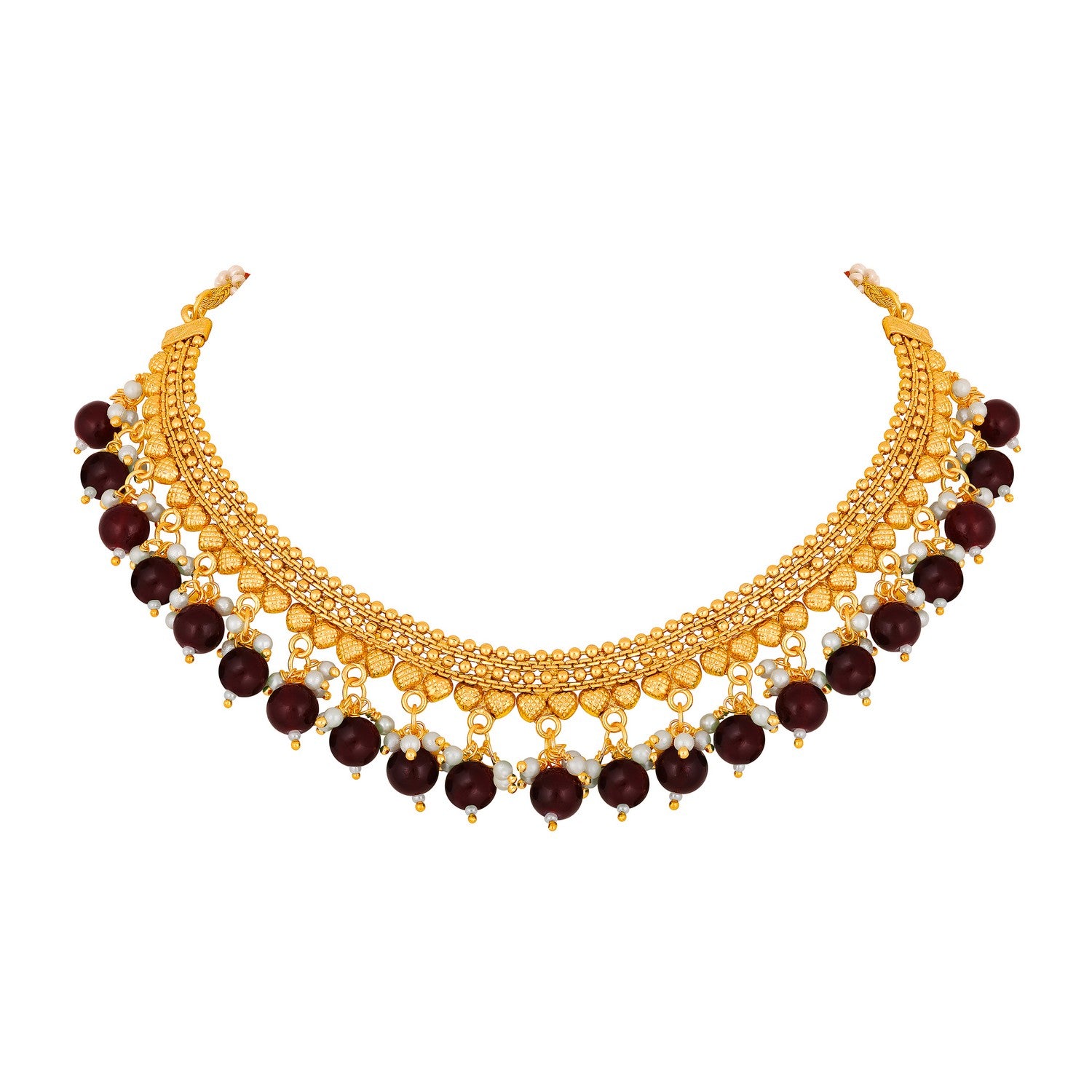 Traditional Maroon Beard Chokar Necklace Set