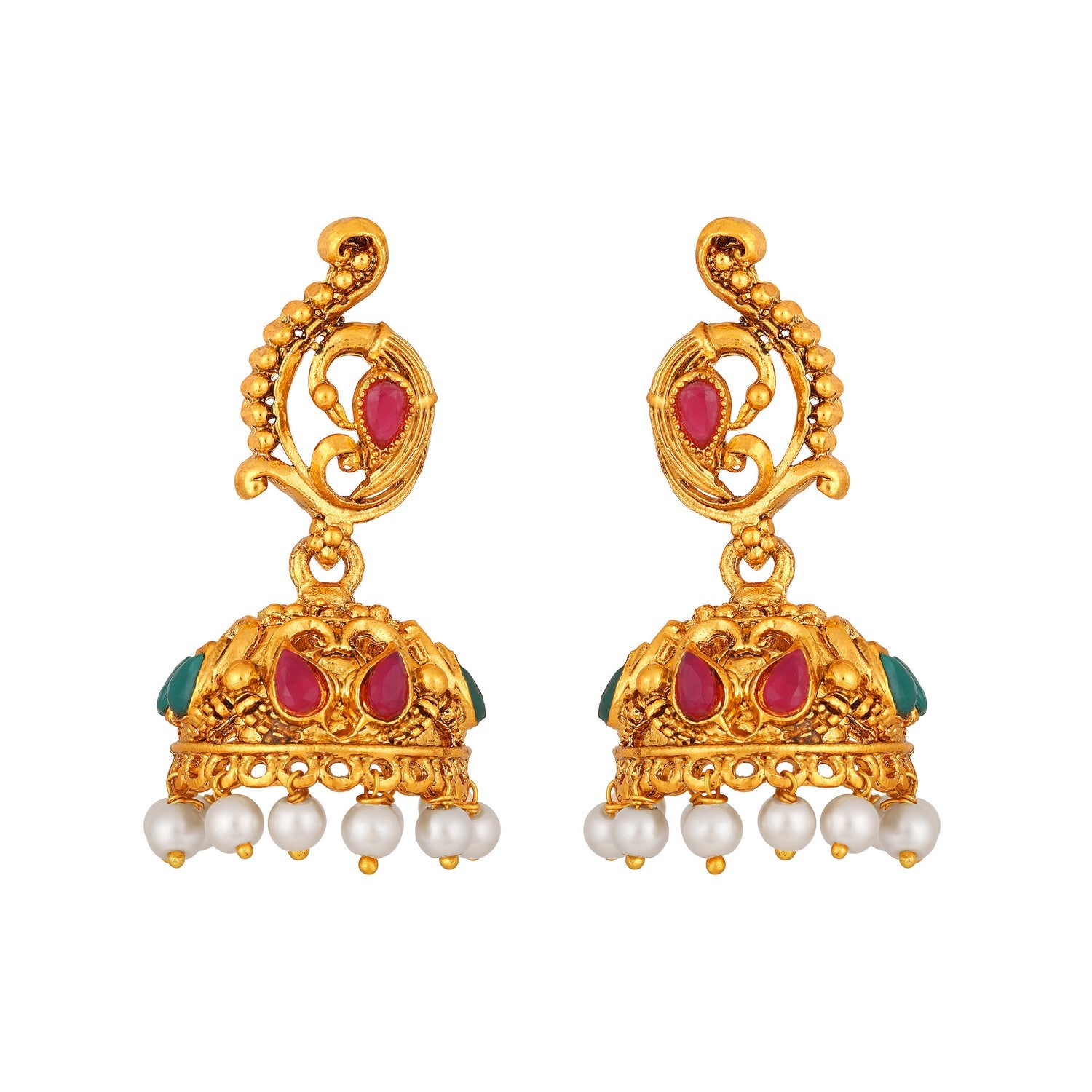 Traditional Multicolour Peacock and Floral Shaped White Kundan Chokar Necklace Set