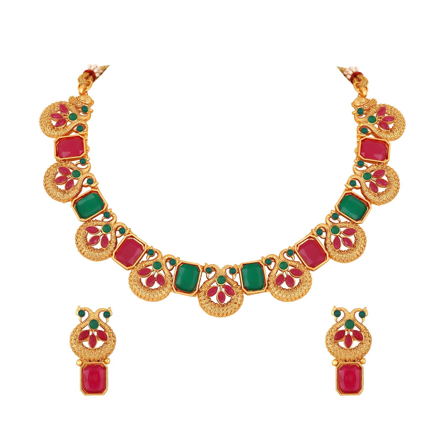 Traditional Multicolour Circular Shaped Chokar Necklace Set