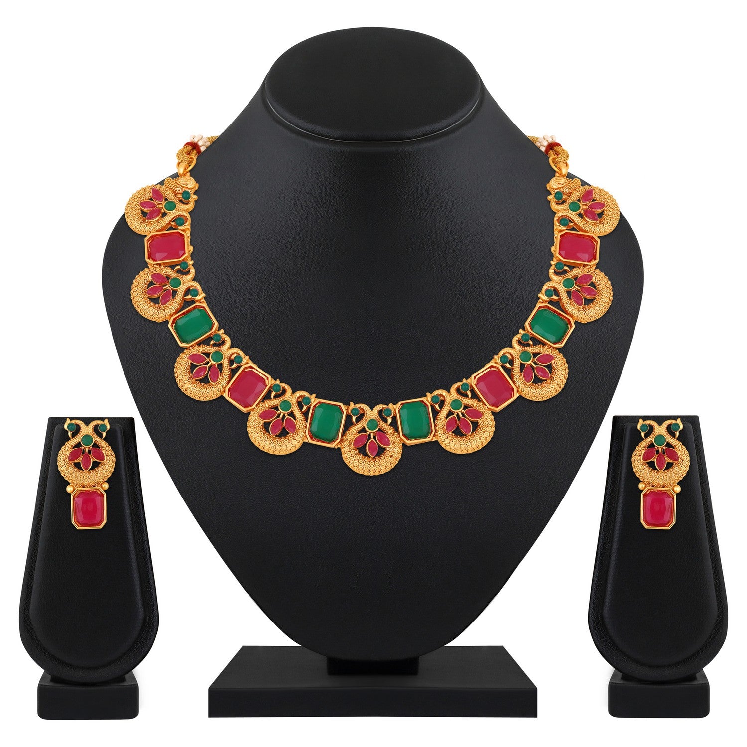 Traditional Multicolour Circular Shaped Chokar Necklace Set