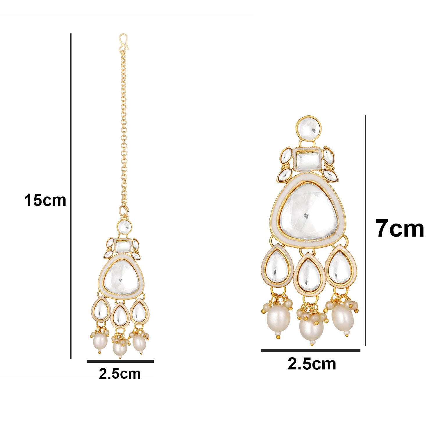 Meenakari Work White Artificial Pearls and Kundan Chokar jewellery Set