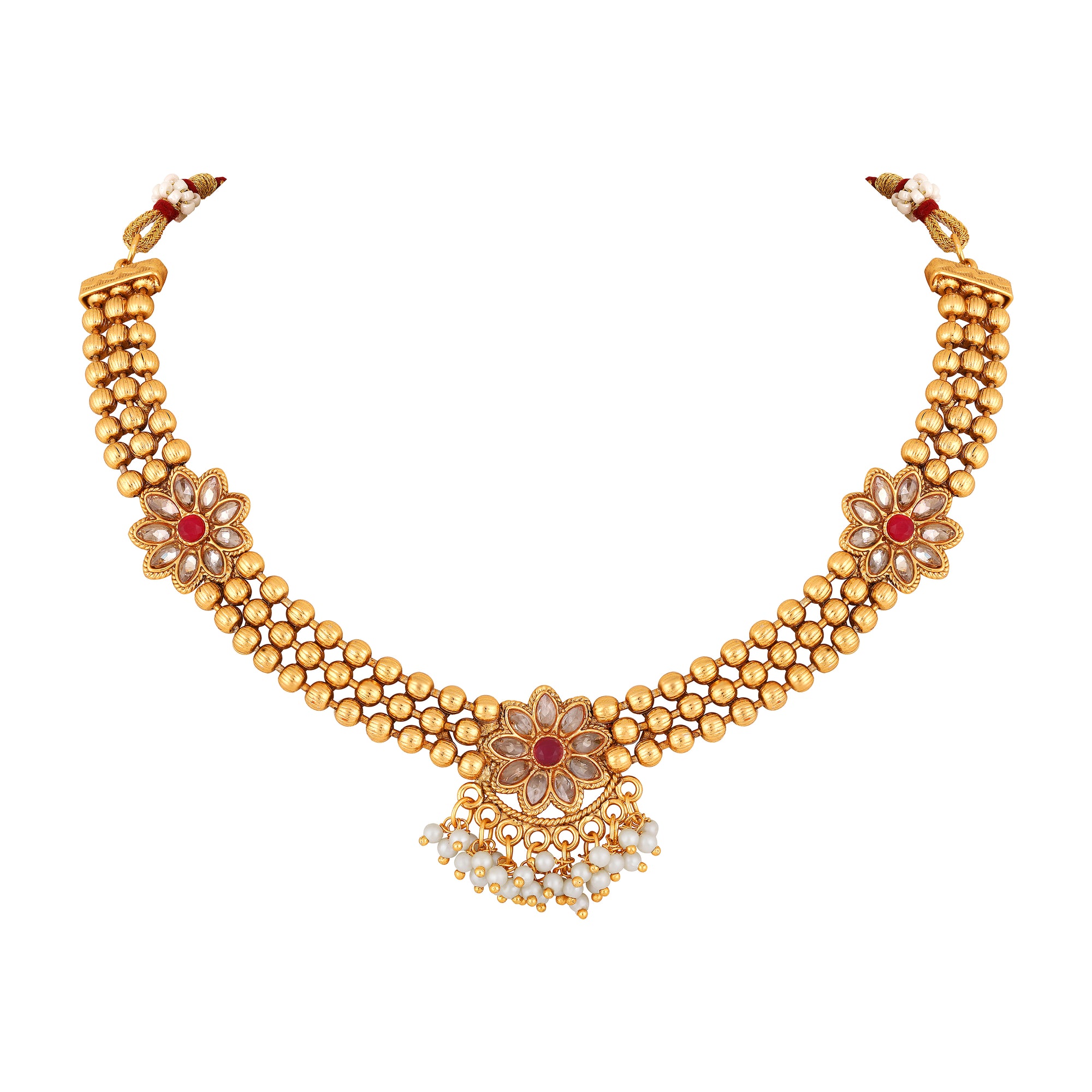 3 Layer kundan Floral Necklace Set