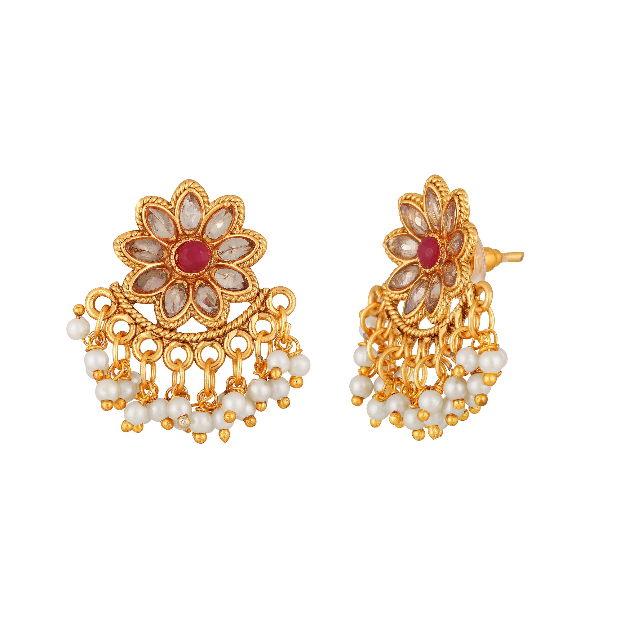 3 Layer kundan Floral Necklace Set