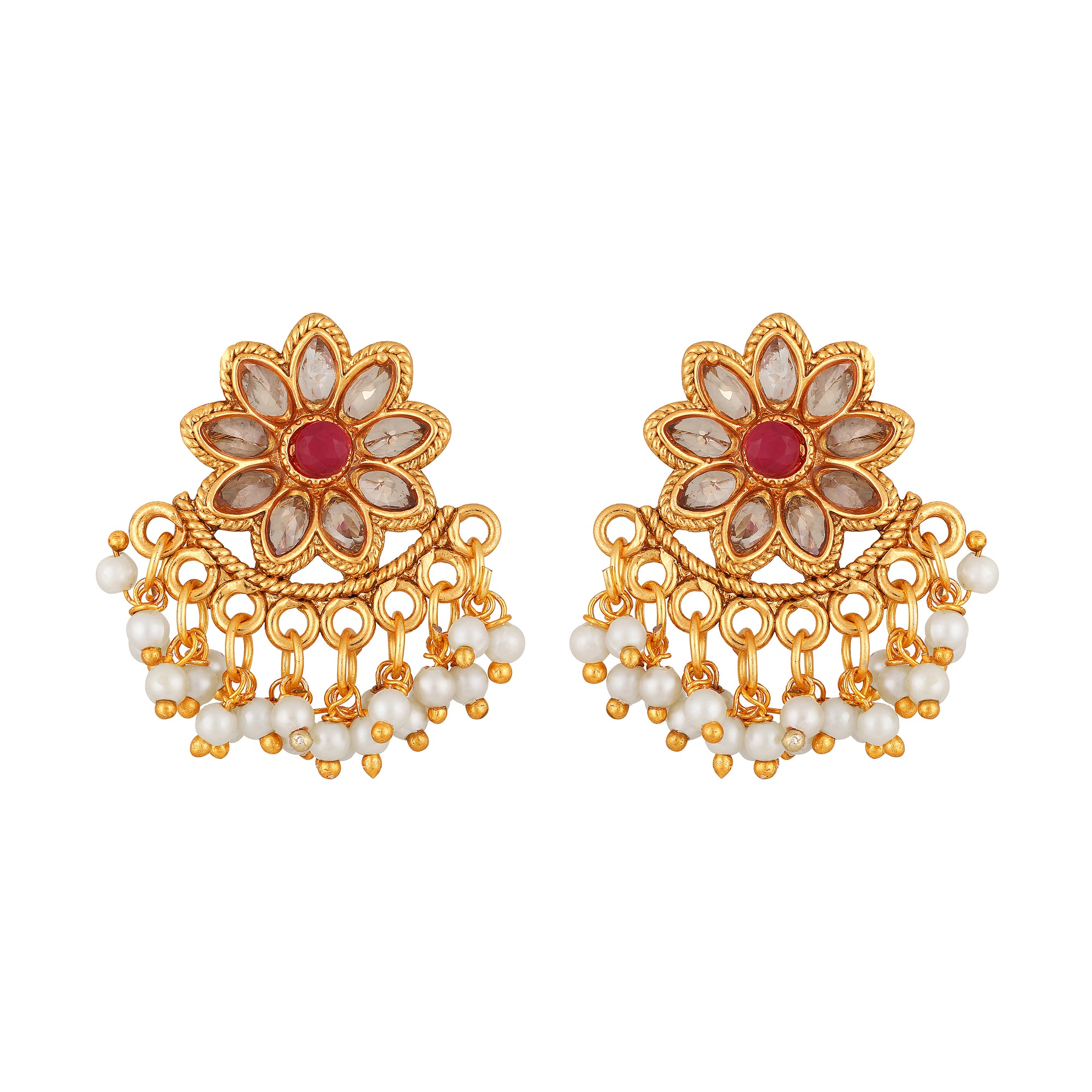 3 Layer kundan Floral Necklace Set