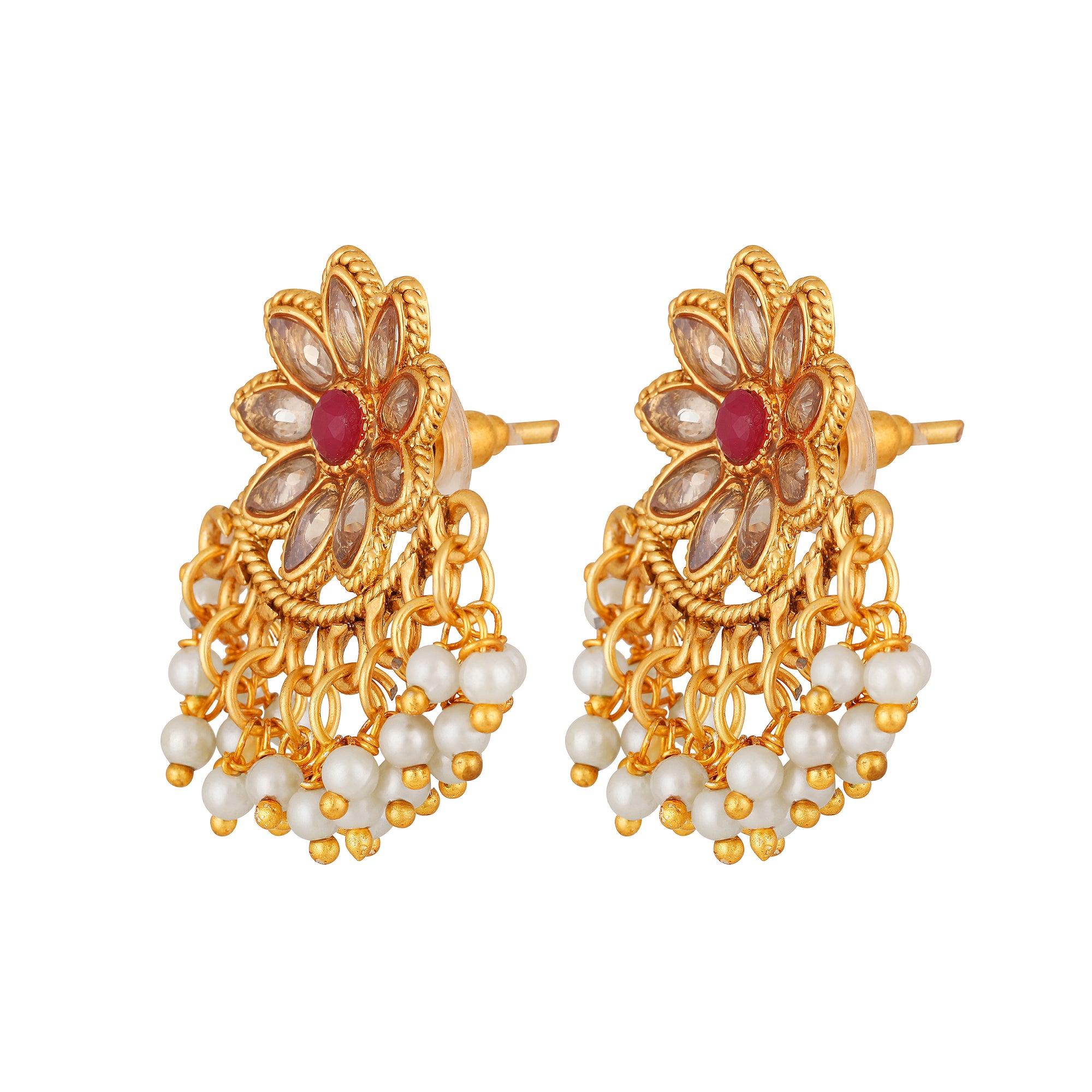 3 Layer kundan Floral Necklace Set