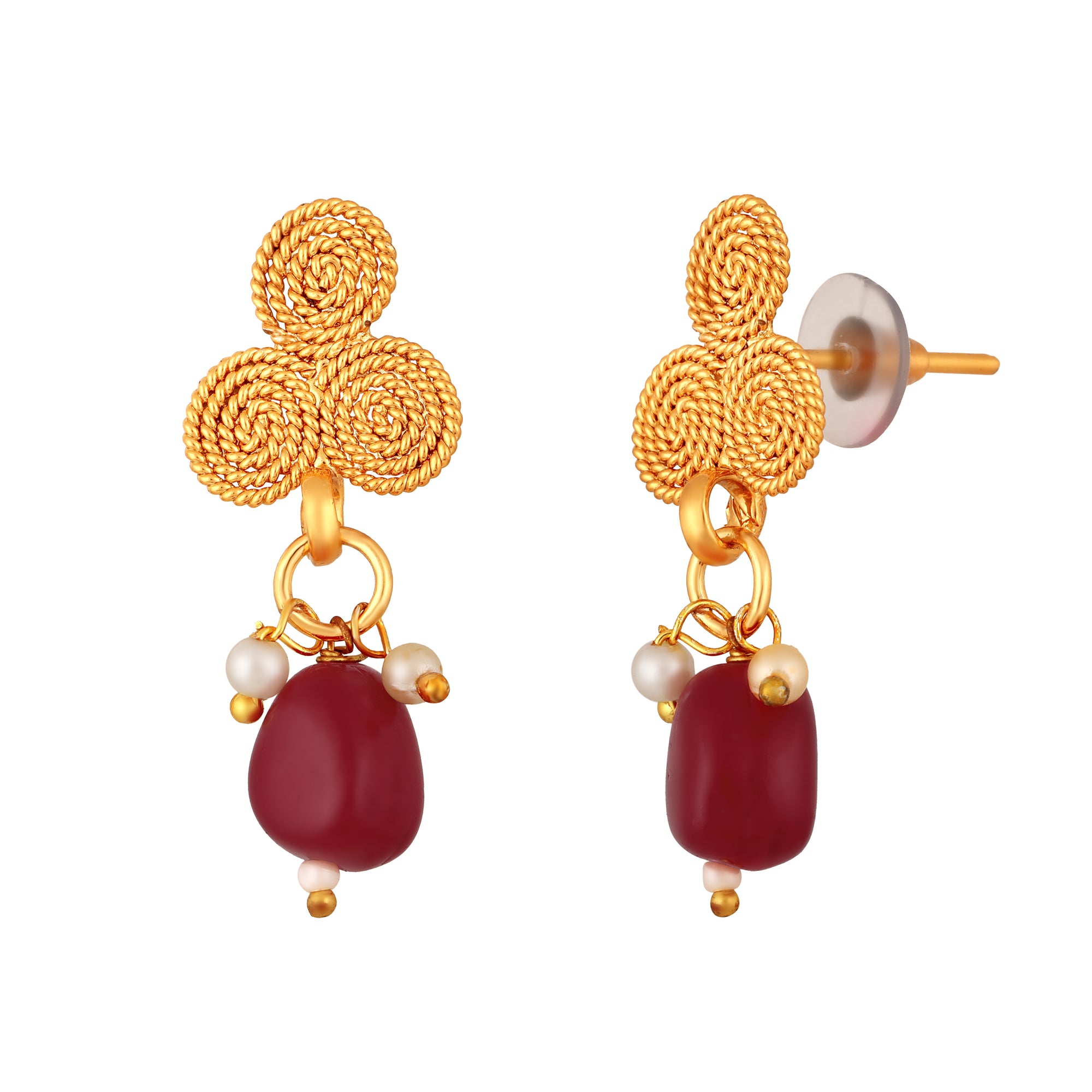 Maroon kundan Floral and cricular shaped Chokar Necklace Set