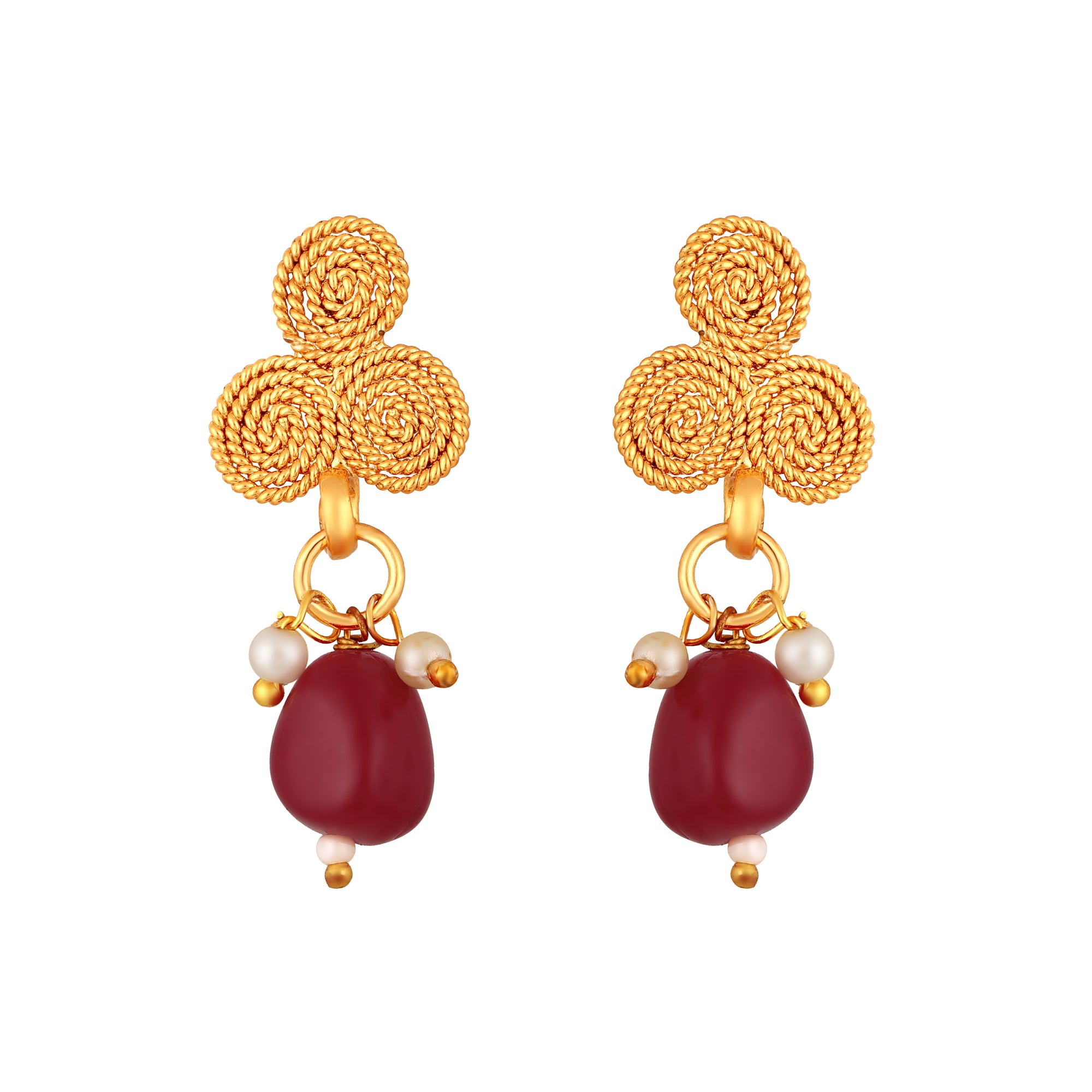 Maroon kundan Floral and cricular shaped Chokar Necklace Set