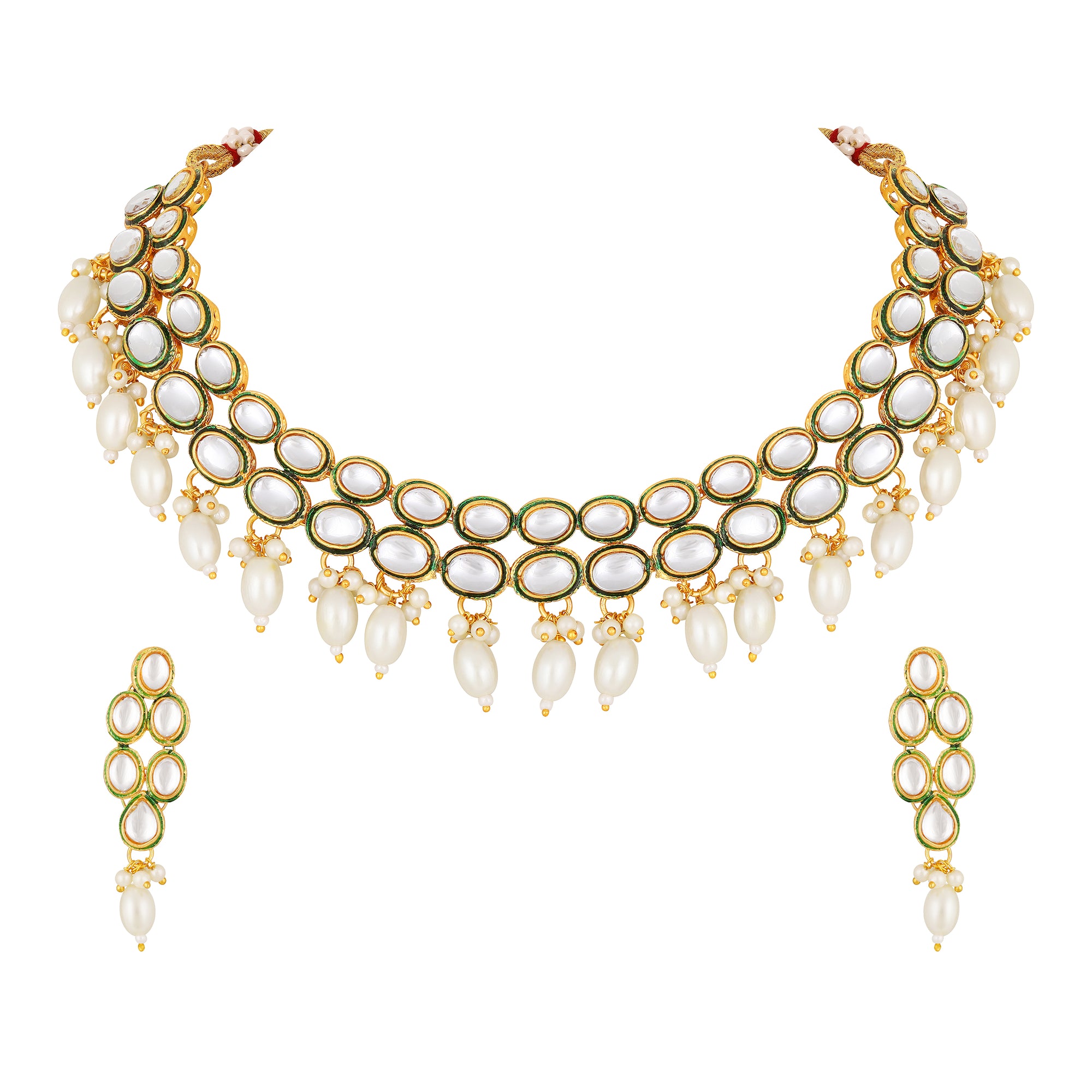 Green-meenakari-work-white-kundan-chokar-necklace-set