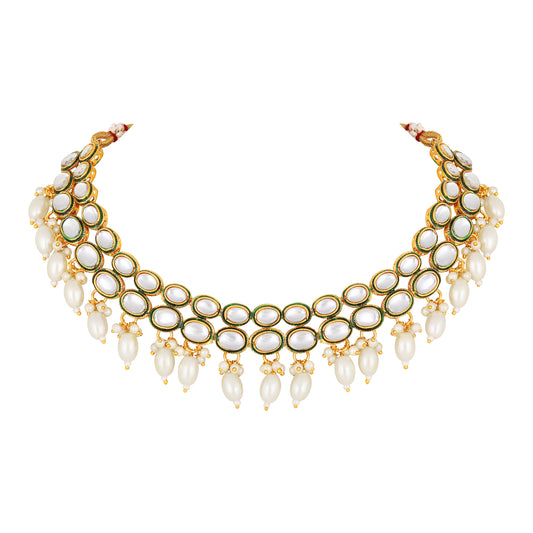 Green-meenakari-work-white-kundan-chokar-necklace-set