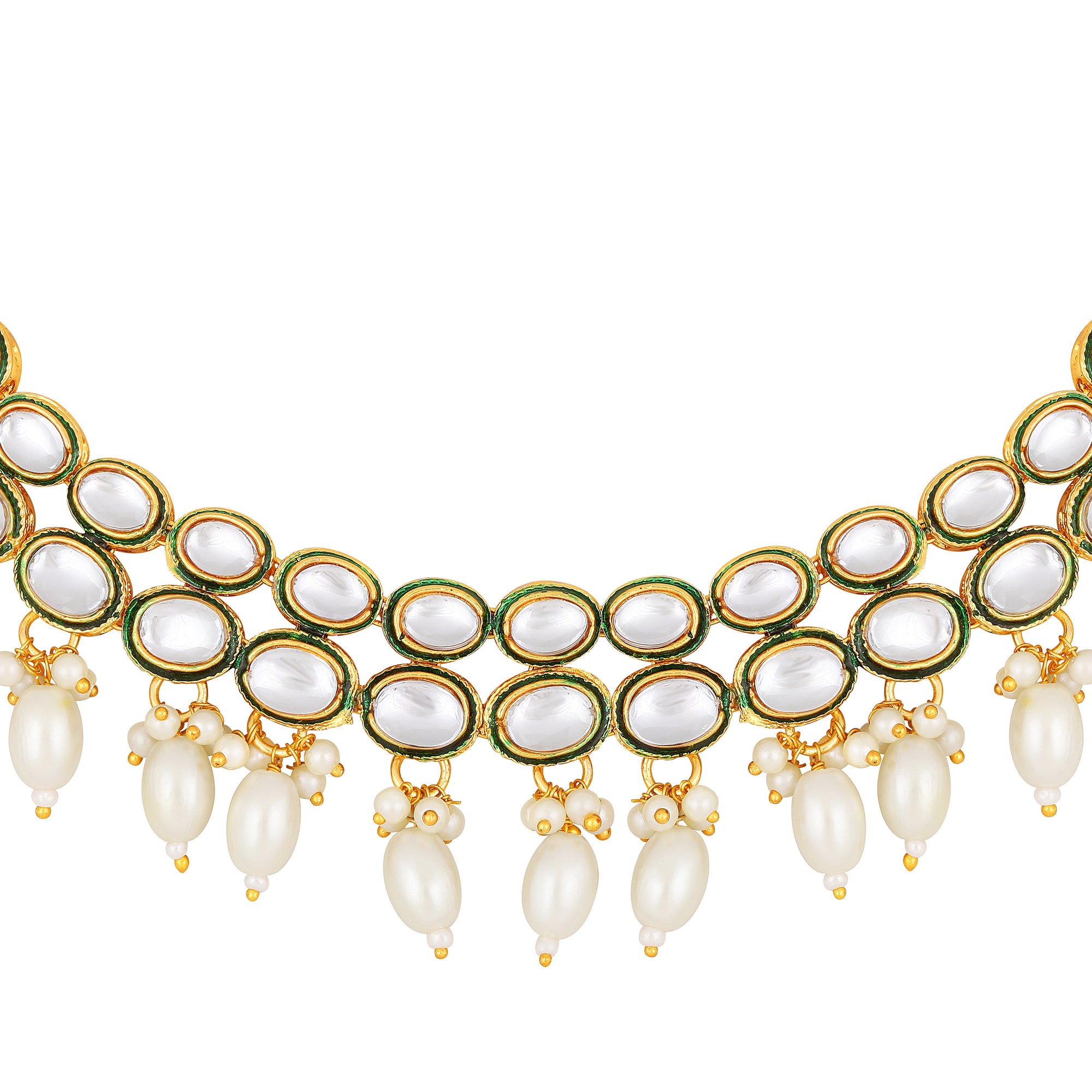 Green-meenakari-work-white-kundan-chokar-necklace-set