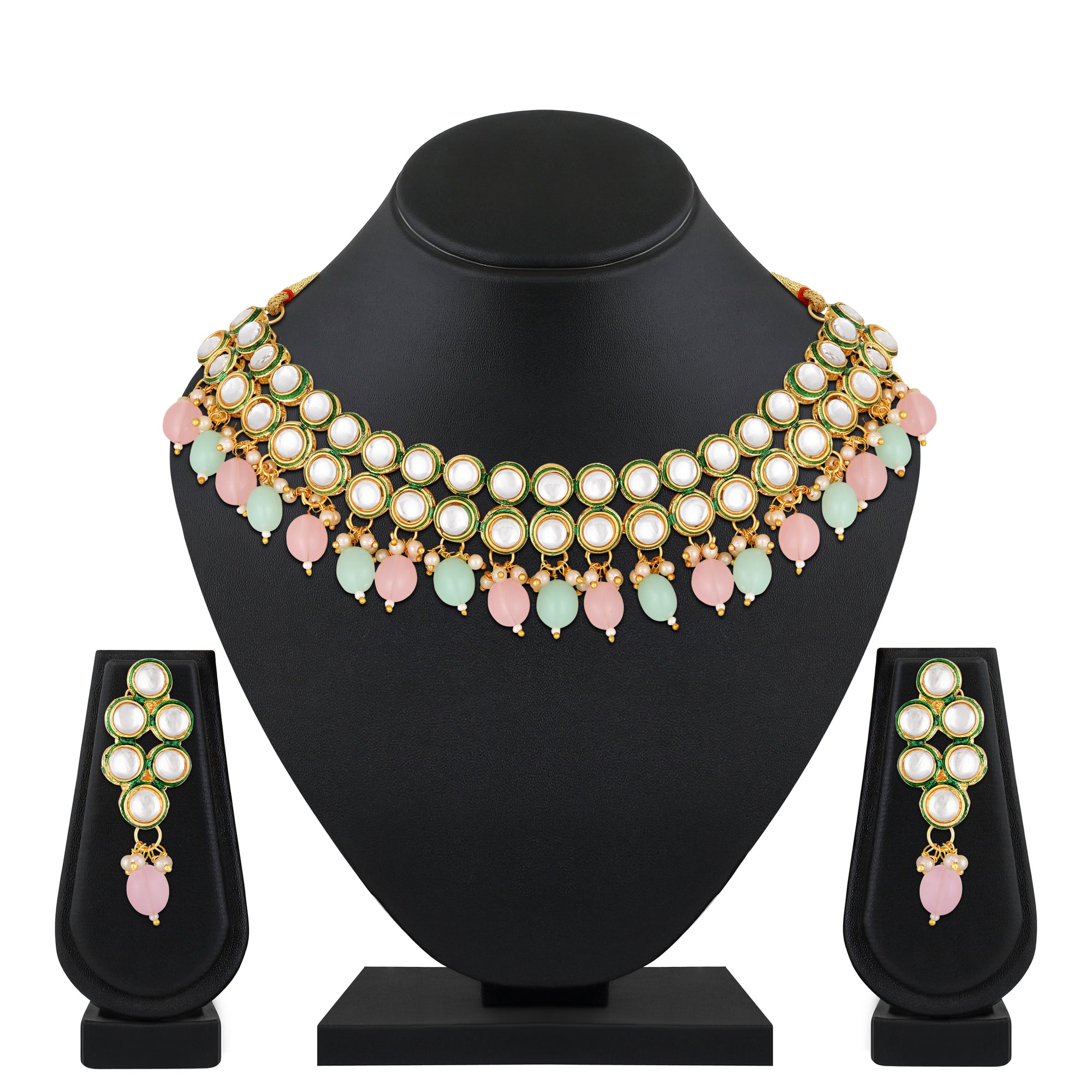 Meenakari Work Multicoloured Kundan Necklace Set
