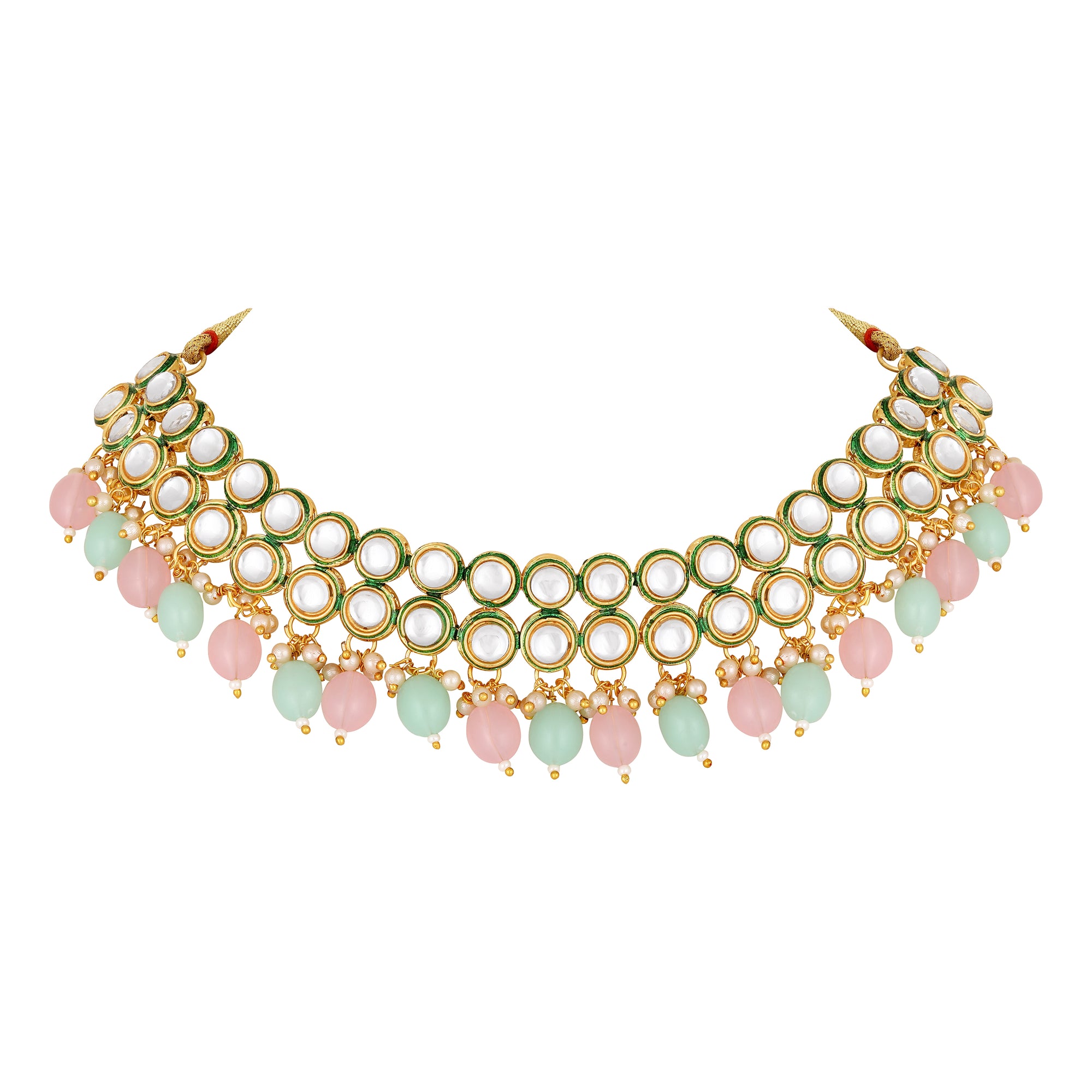 Meenakari Work Multicoloured Kundan Necklace Set
